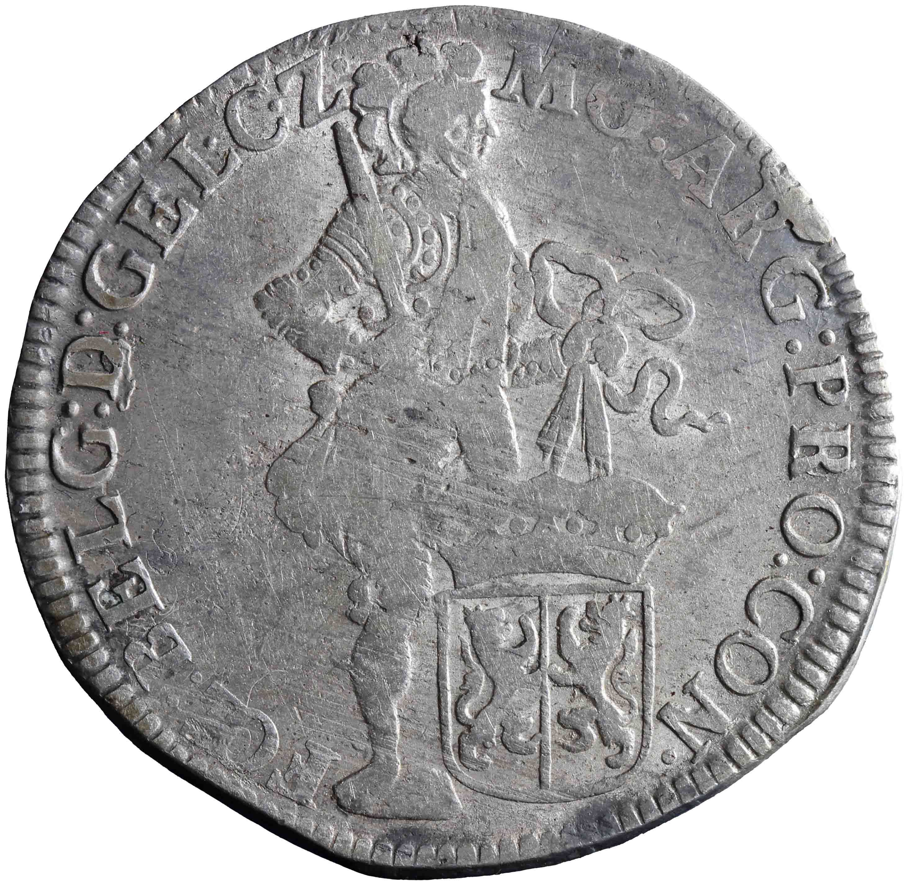 Afbeelding van de voorzijde. zilveren dukaat. Inventarisnummer:NM-01158