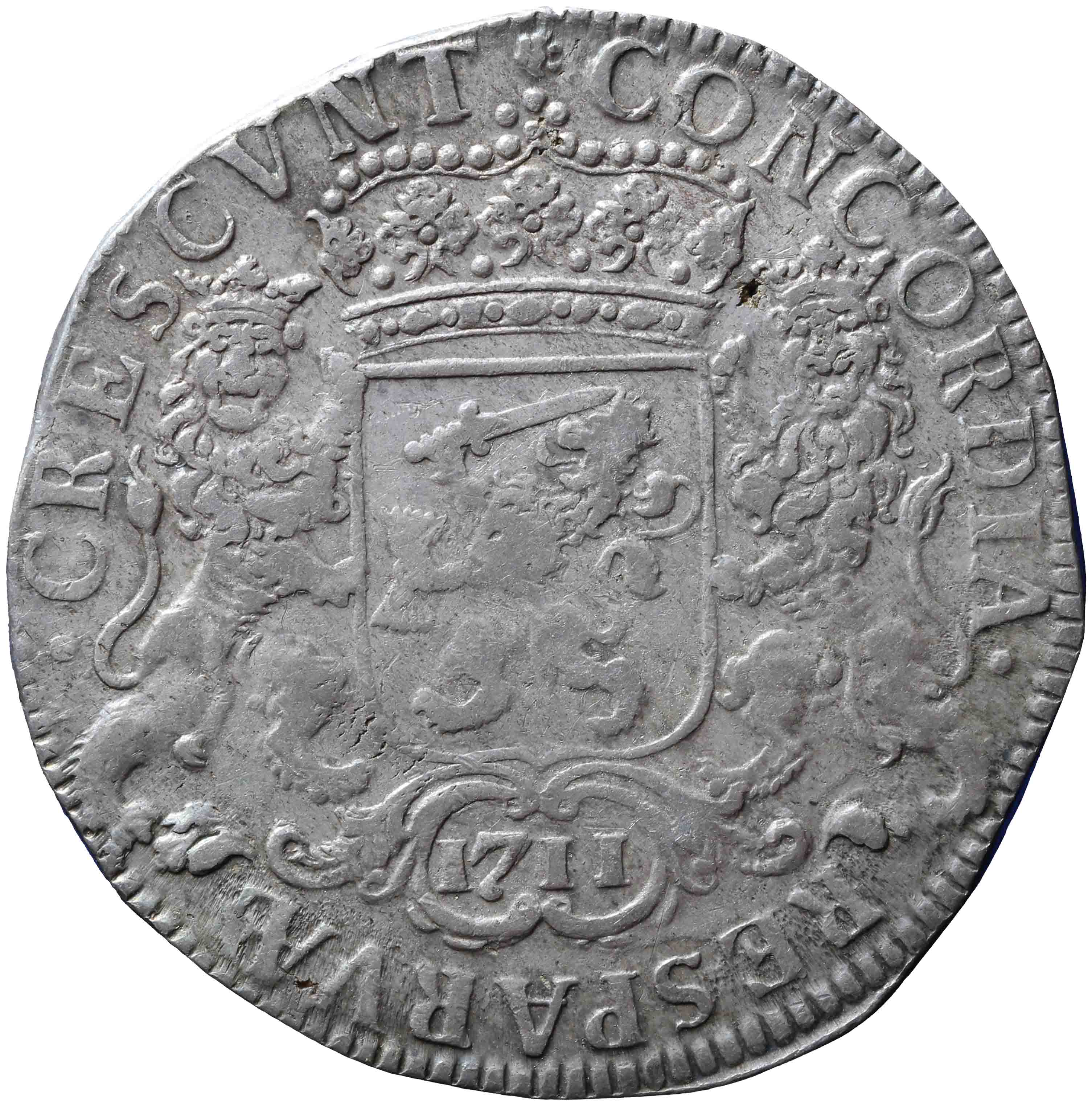 Afbeelding van de keerzijde. zilveren rijder of dukaton. Inventarisnummer:NM-01164