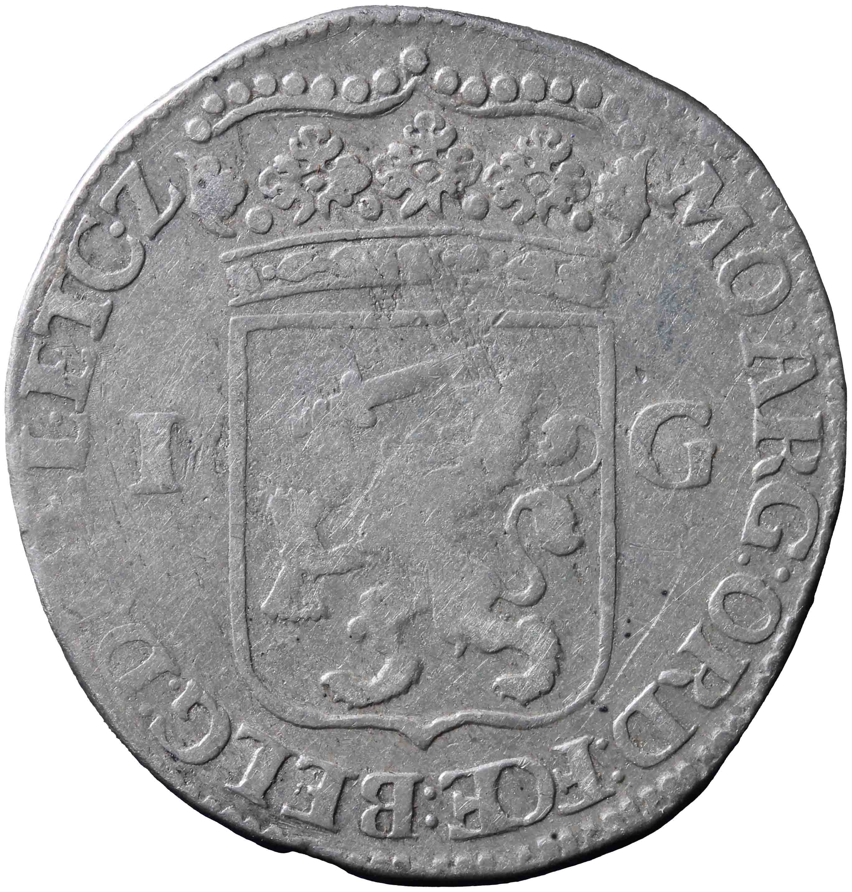 Afbeelding van de keerzijde. Generaliteitsgulden. Inventarisnummer:NM-01176