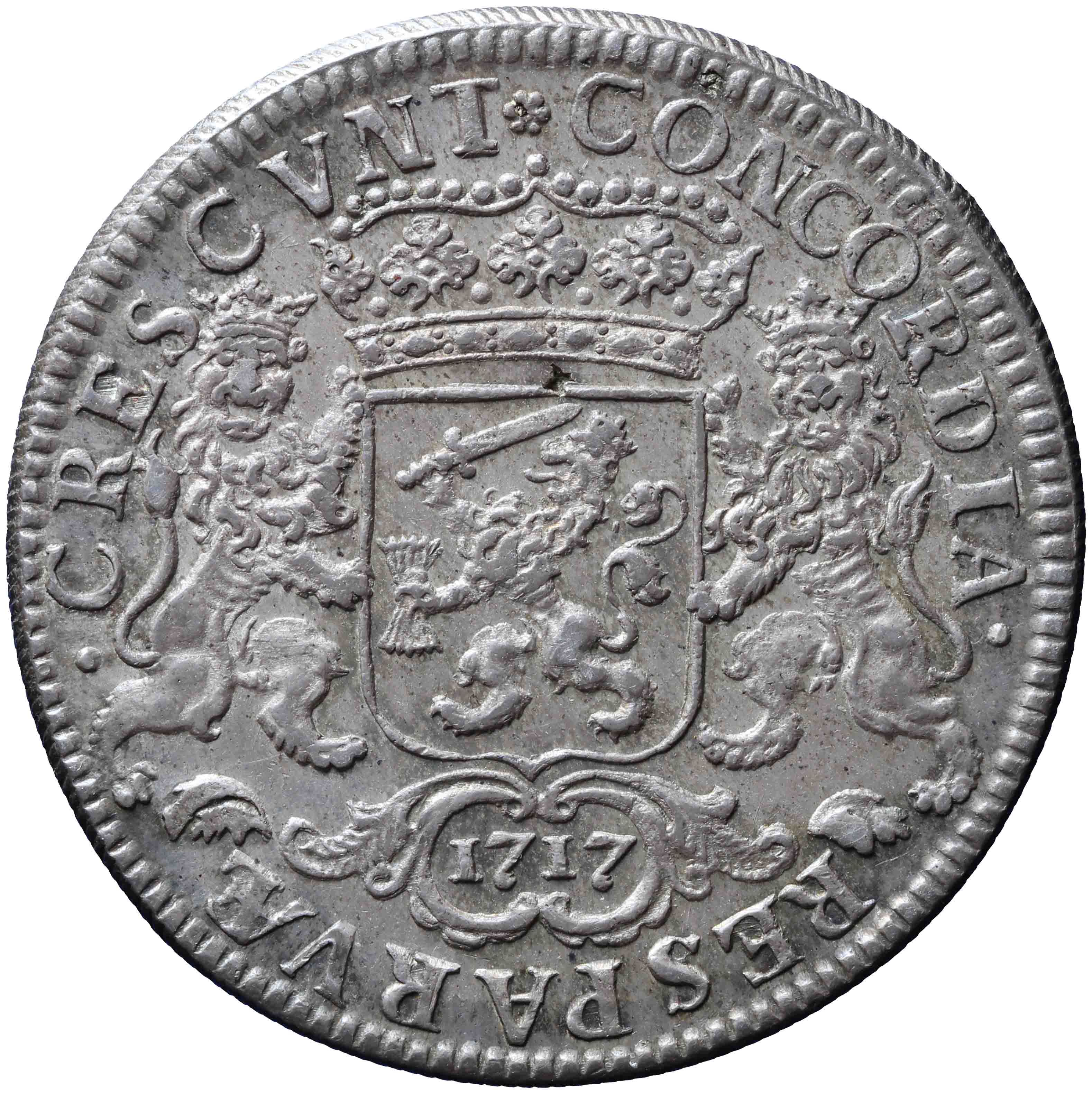 Afbeelding van de keerzijde. zilveren rijder of dukaton. Inventarisnummer:NM-01177