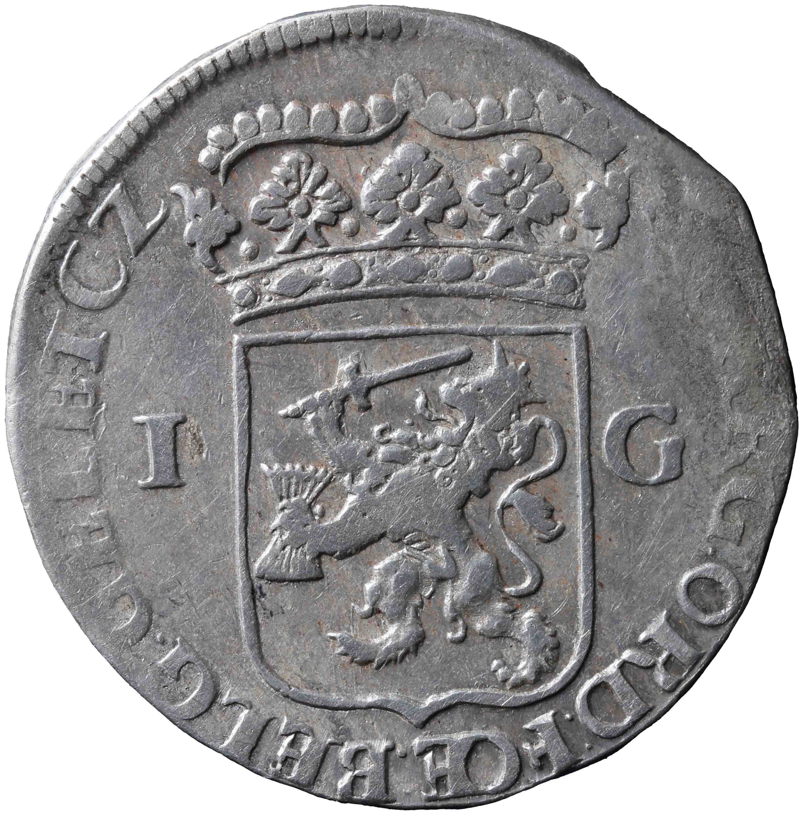 Afbeelding van de keerzijde. Generaliteitsgulden. Inventarisnummer:NM-01179