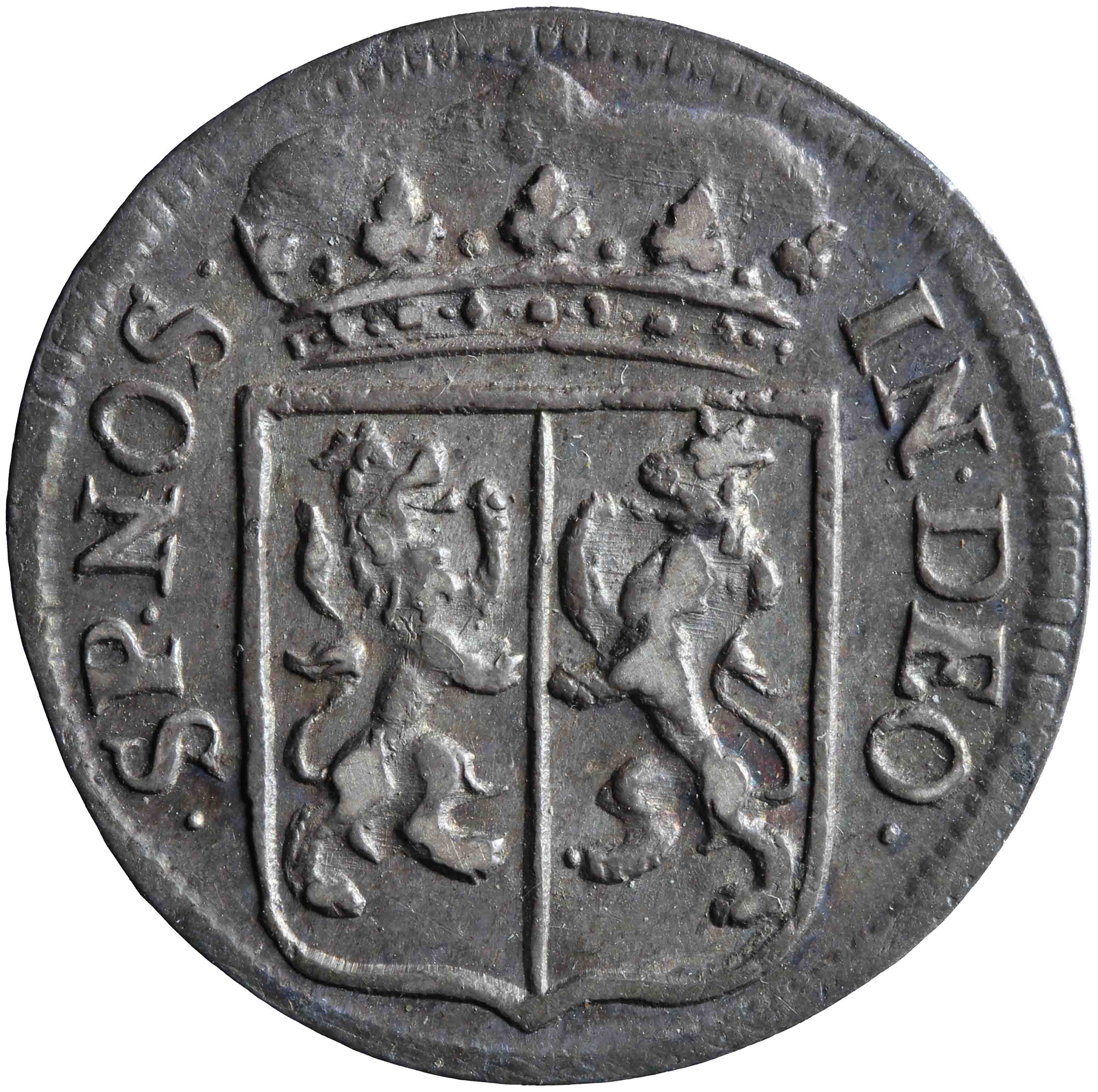 Afbeelding van de voorzijde. duit. Inventarisnummer:NM-01184