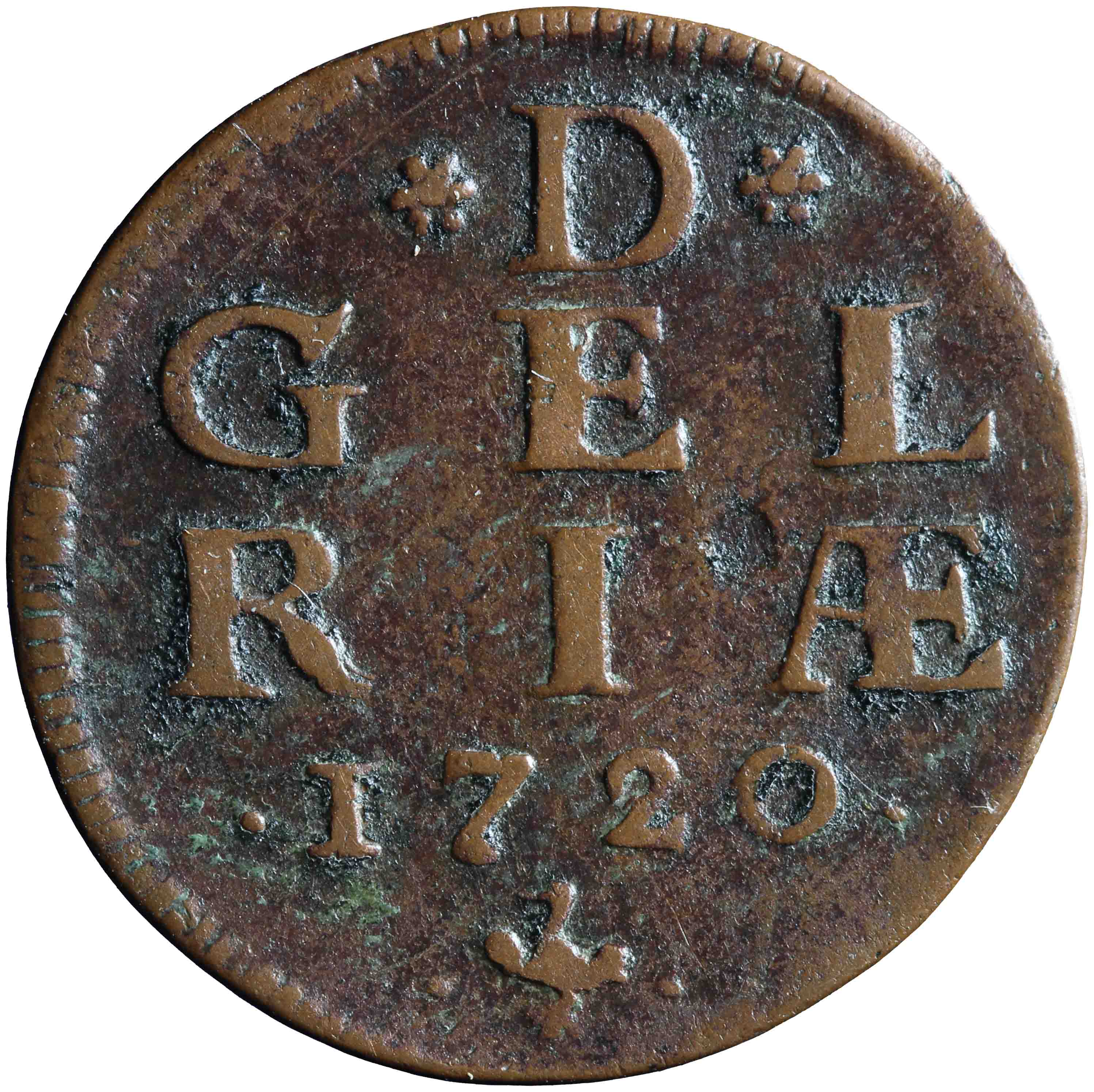 Afbeelding van de keerzijde. duit. Inventarisnummer:NM-01186