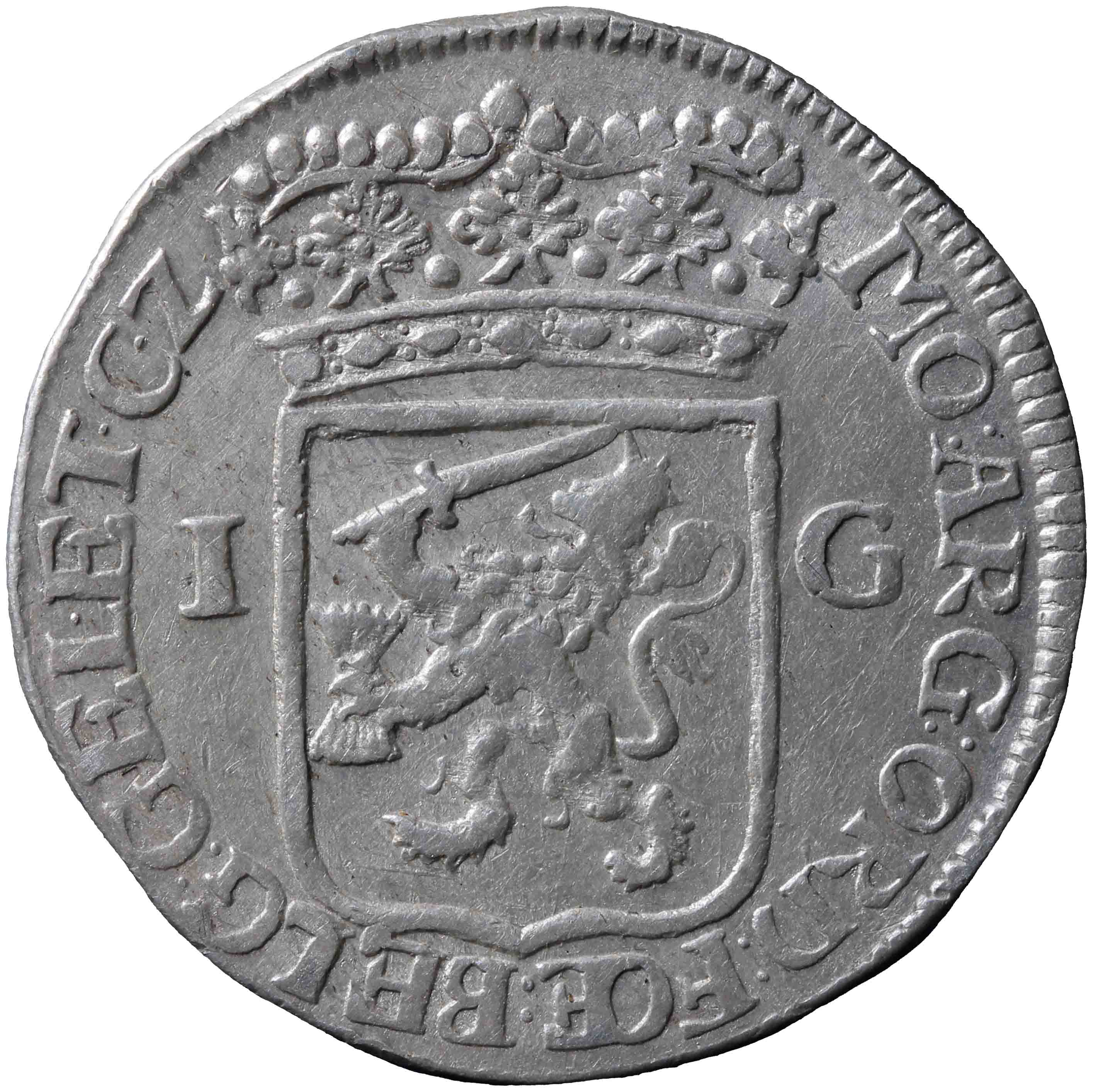 Afbeelding van de keerzijde. Generaliteitsgulden. Inventarisnummer:NM-01190