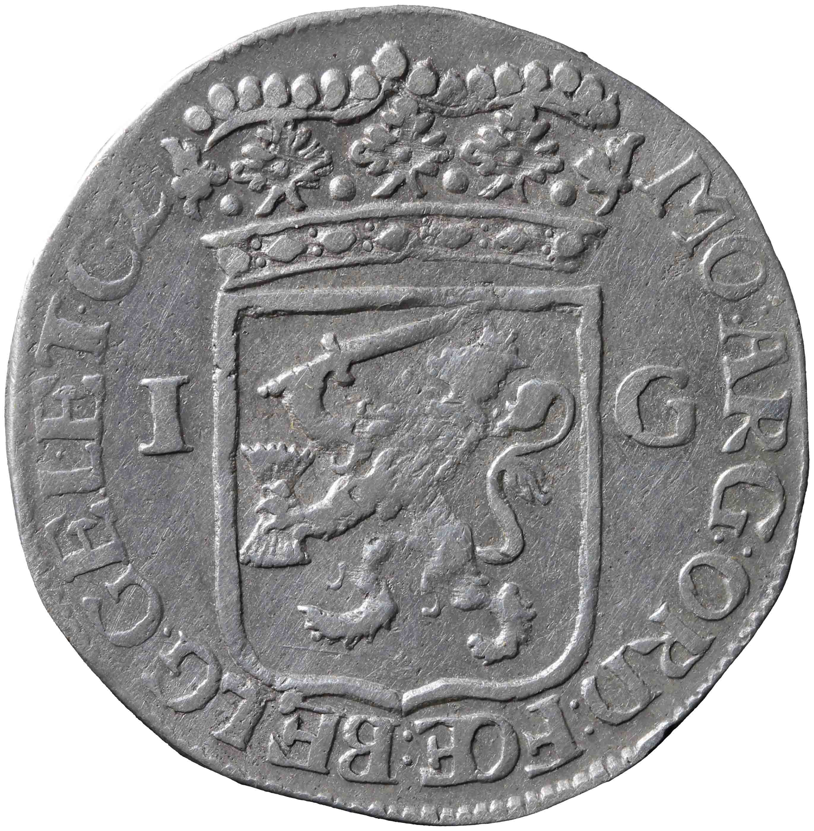 Afbeelding van de keerzijde. Generaliteitsgulden. Inventarisnummer:NM-01191