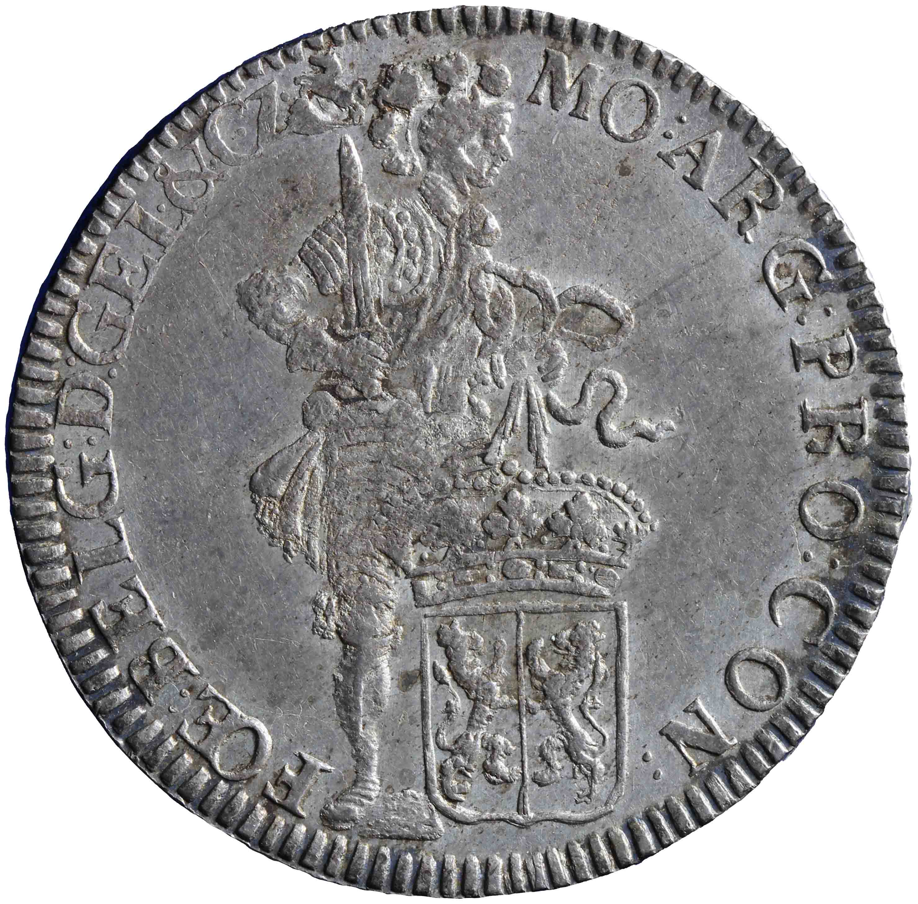 Afbeelding van de voorzijde. zilveren dukaat. Inventarisnummer:NM-01195