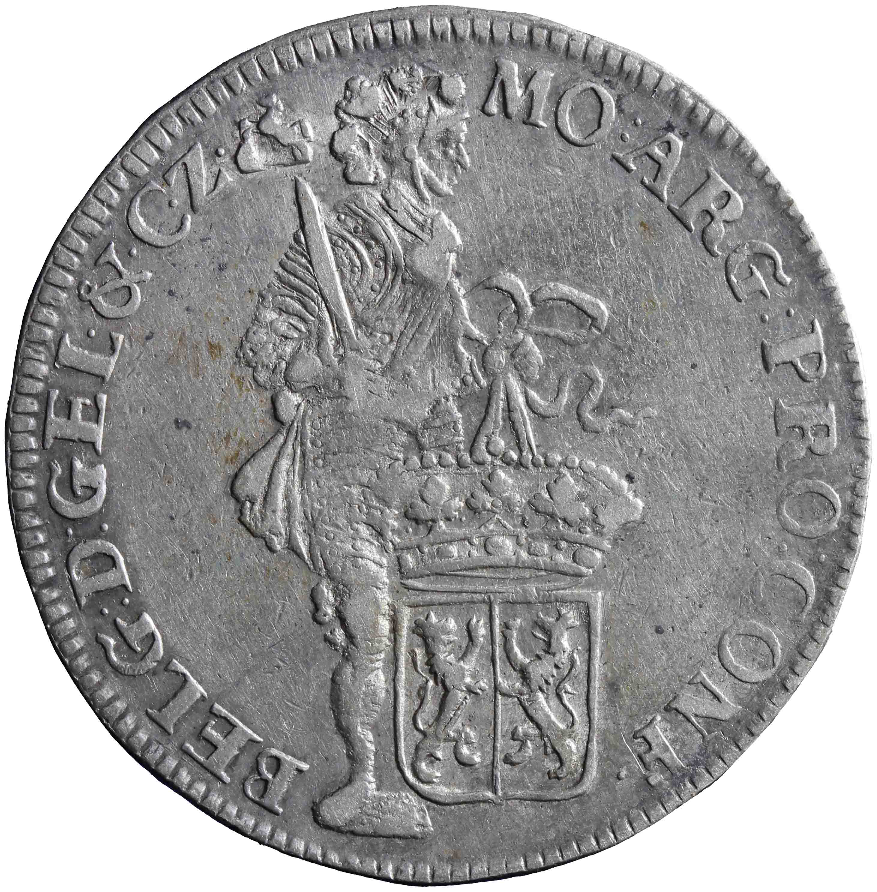 Afbeelding van de voorzijde. zilveren dukaat. Inventarisnummer:NM-01209