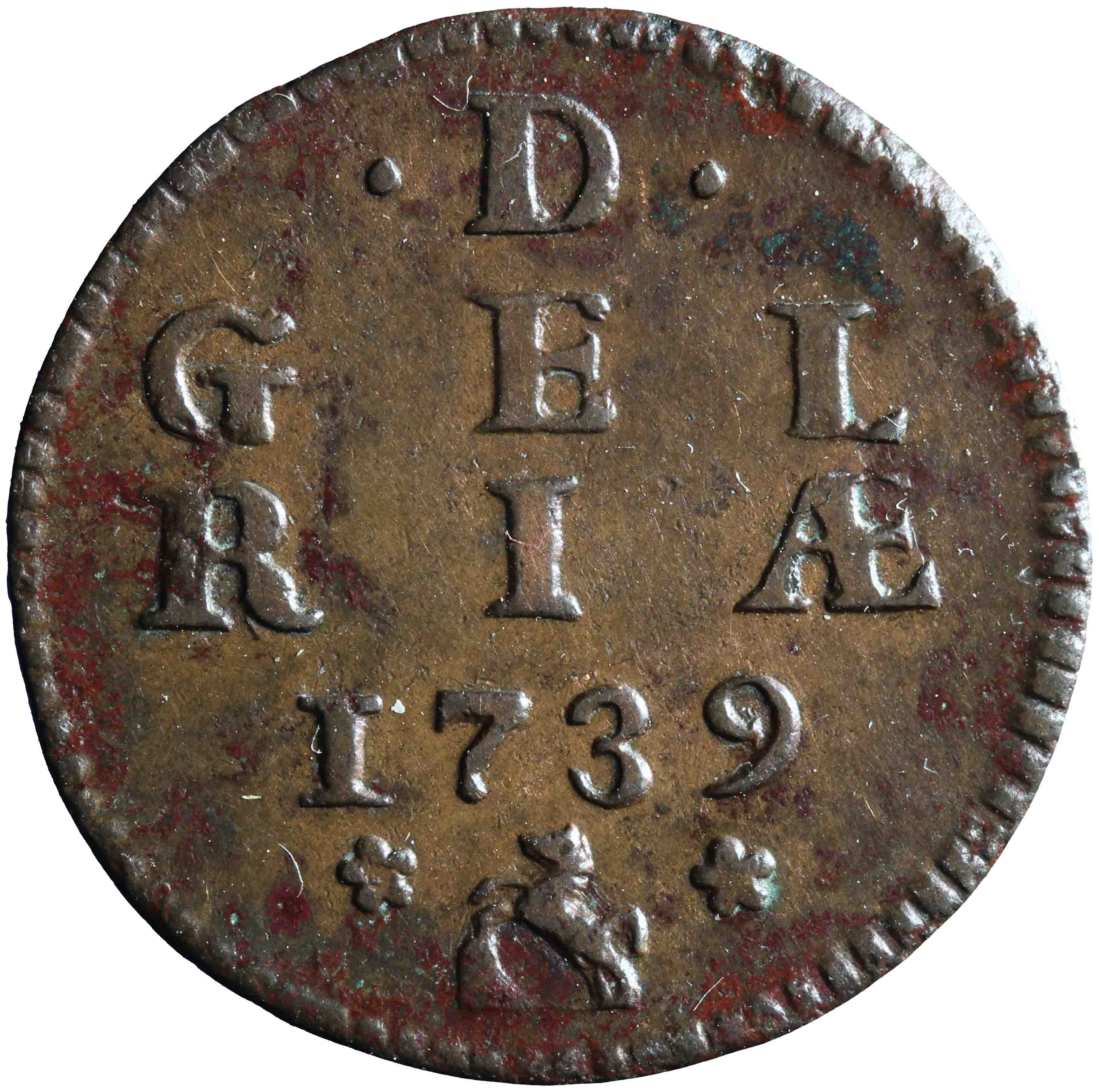 Afbeelding van de keerzijde. duit. Inventarisnummer:NM-01213