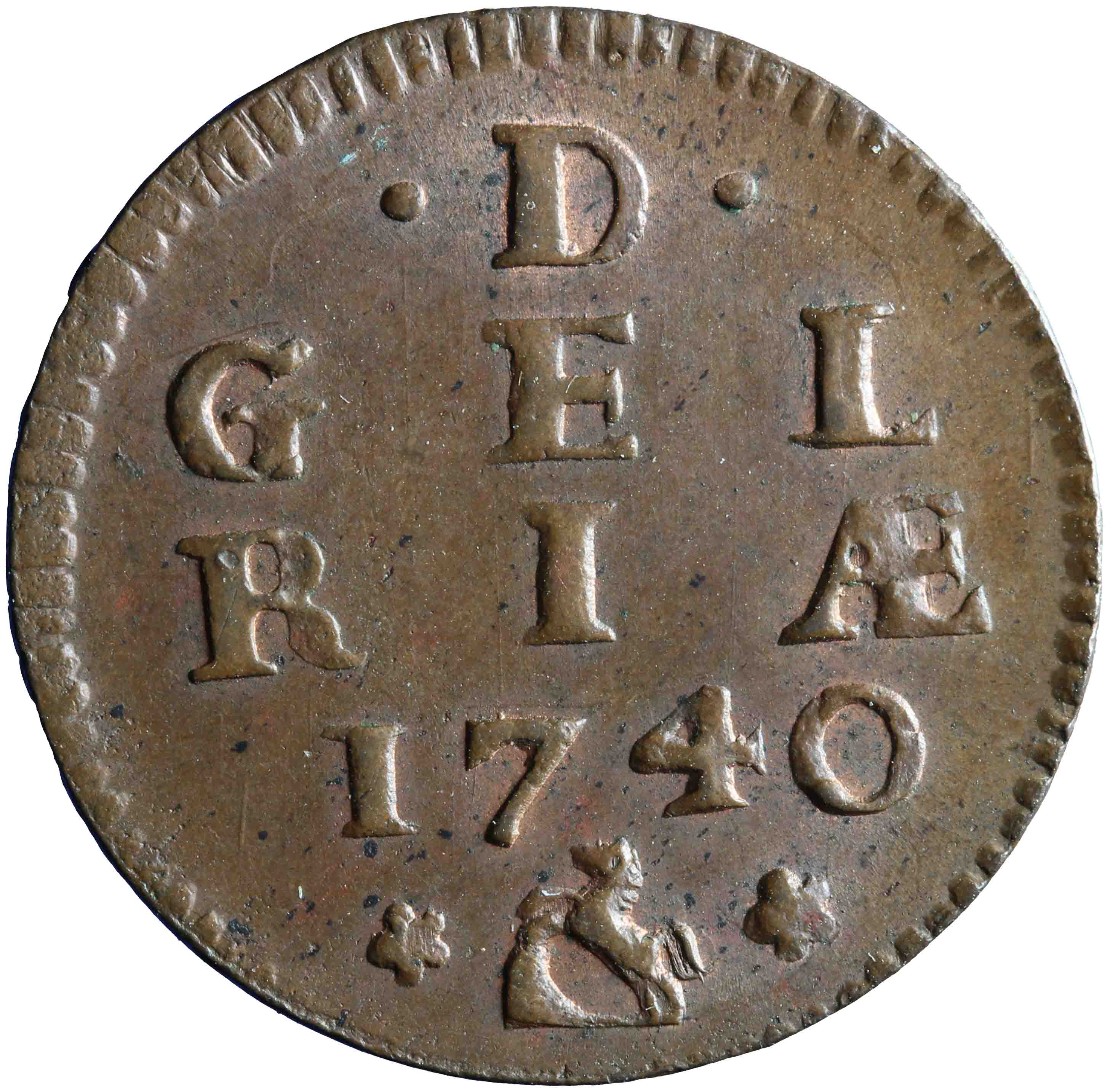 Afbeelding van de keerzijde. duit. Inventarisnummer:NM-01215