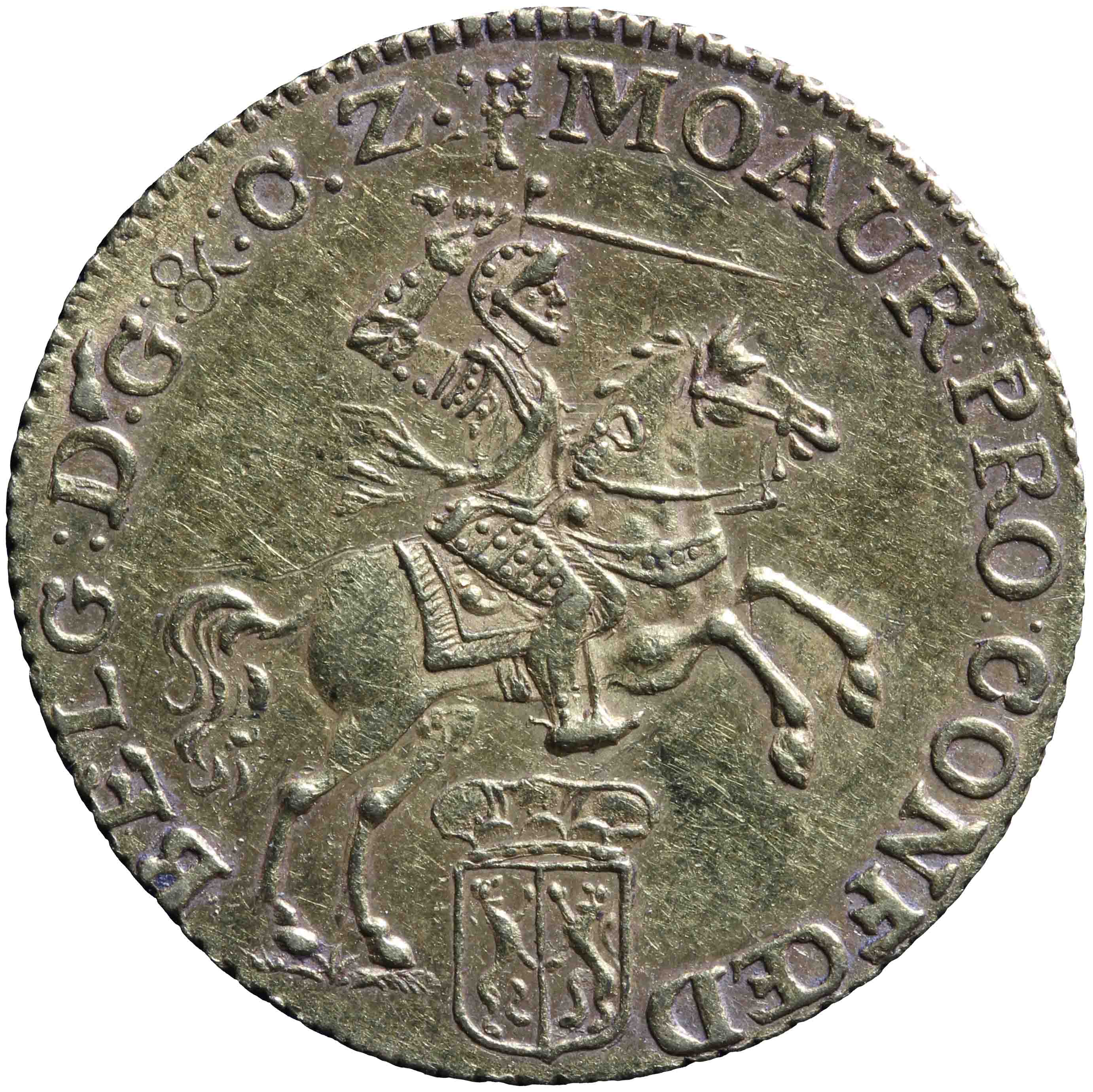 Afbeelding van de voorzijde. halve gouden  rijder. Inventarisnummer:NM-01218