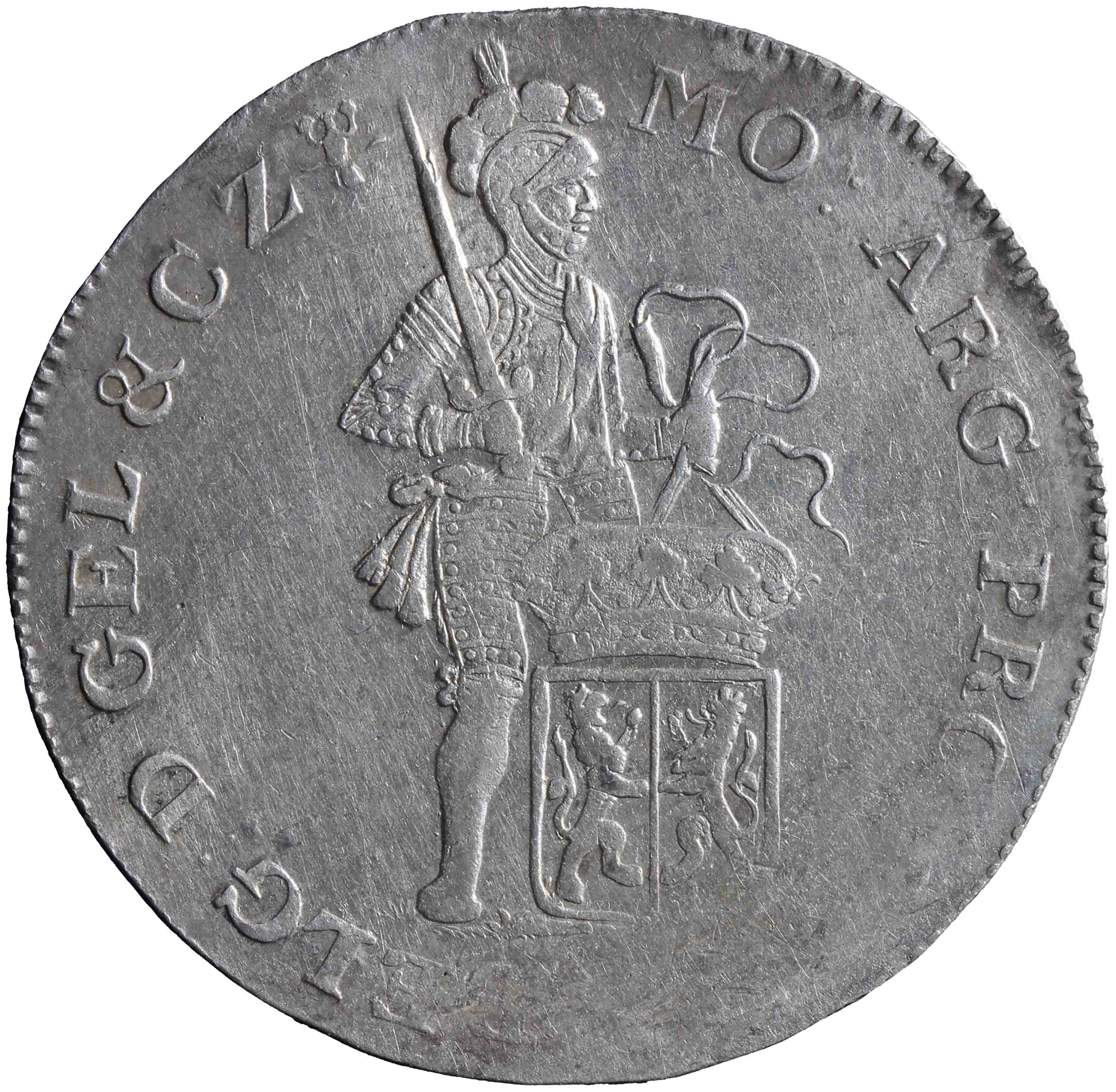 Afbeelding van de voorzijde. zilveren dukaat. Inventarisnummer:NM-01219