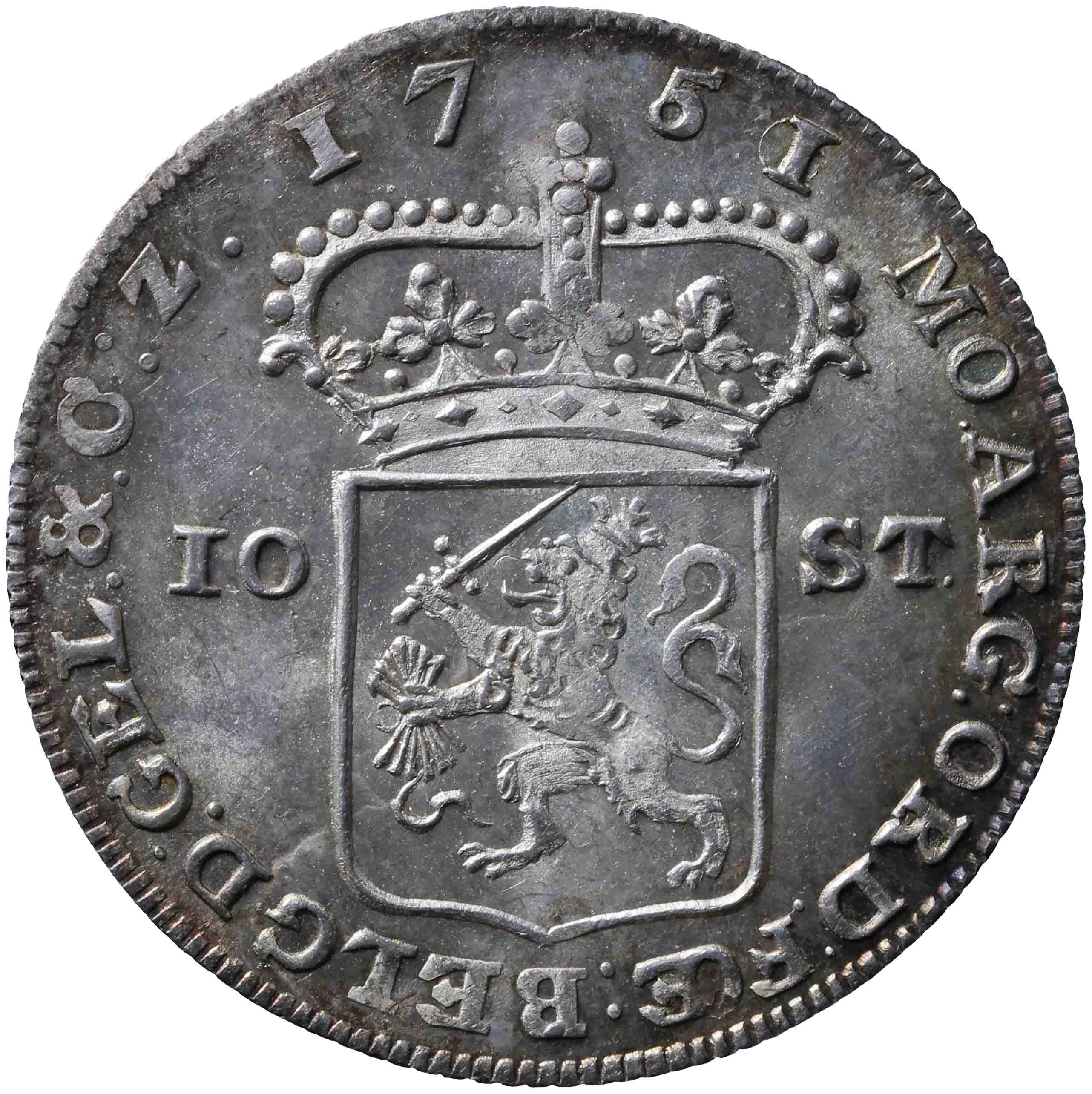 Afbeelding van de keerzijde. halve Generaliteitsgulden van tien stuiver. Inventarisnummer:NM-01221