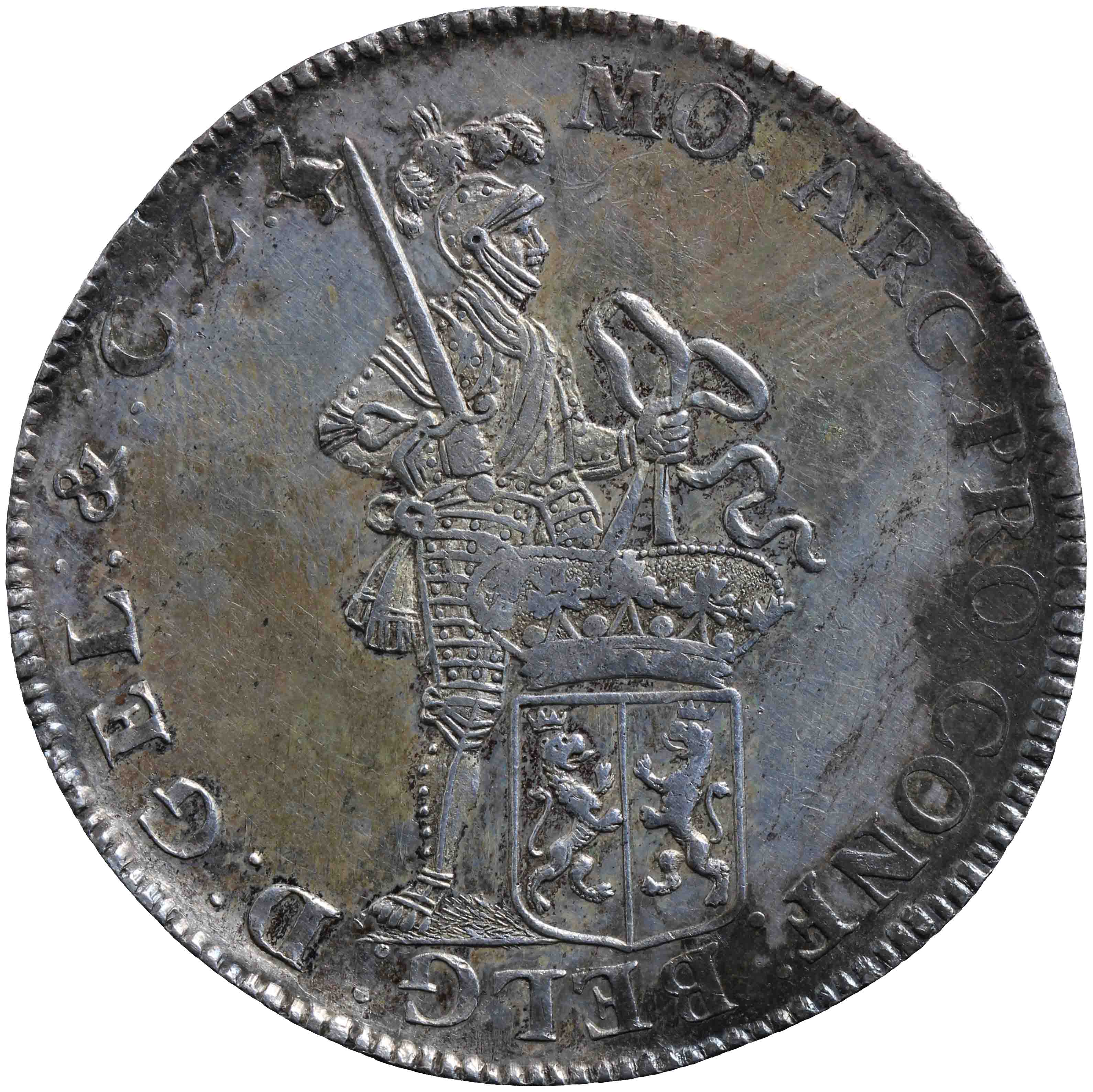 Afbeelding van de voorzijde. zilveren dukaat. Inventarisnummer:NM-01226