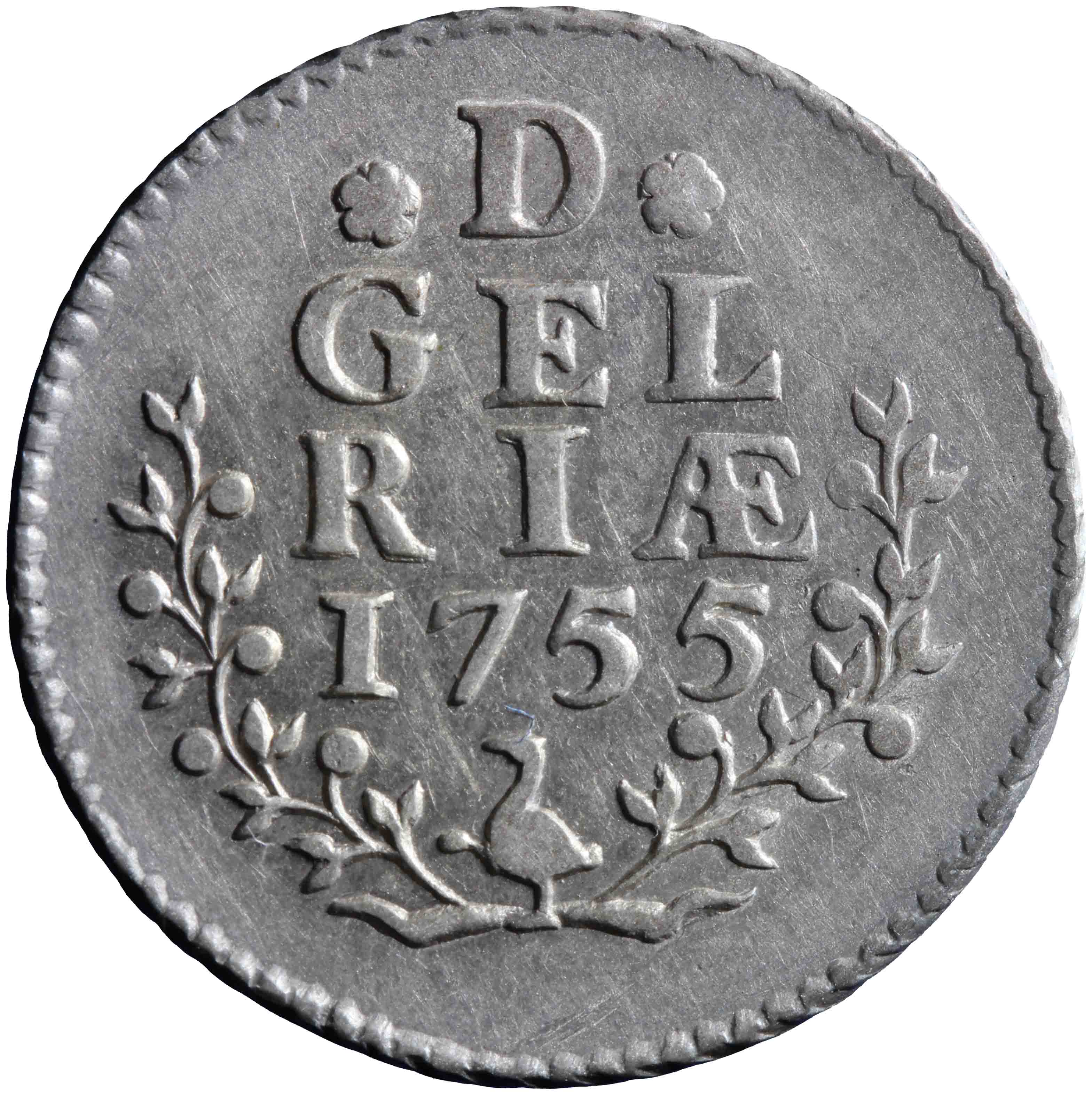 Afbeelding van de keerzijde. duit. Inventarisnummer:NM-01236