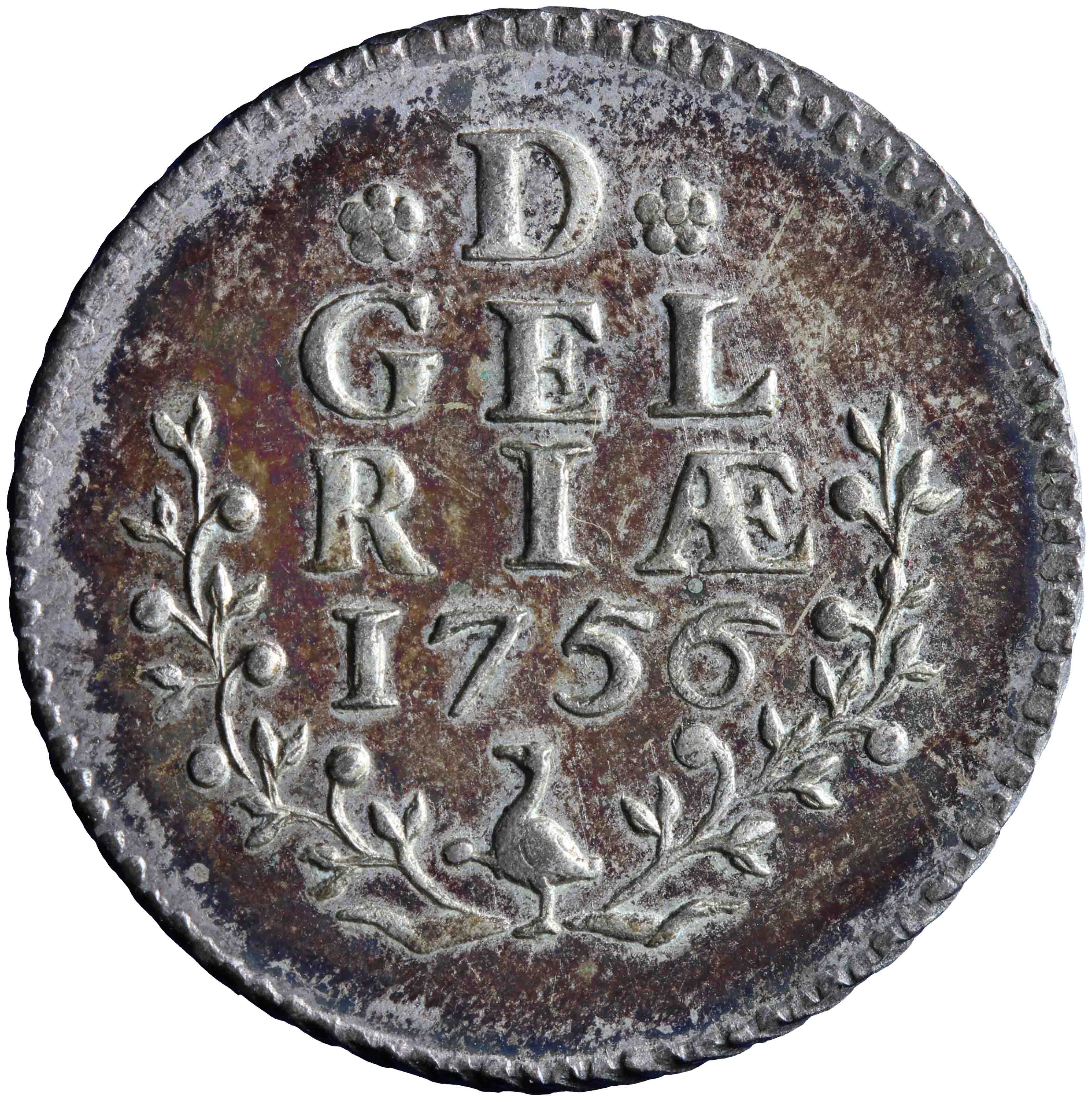 Afbeelding van de keerzijde. duit. Inventarisnummer:NM-01242