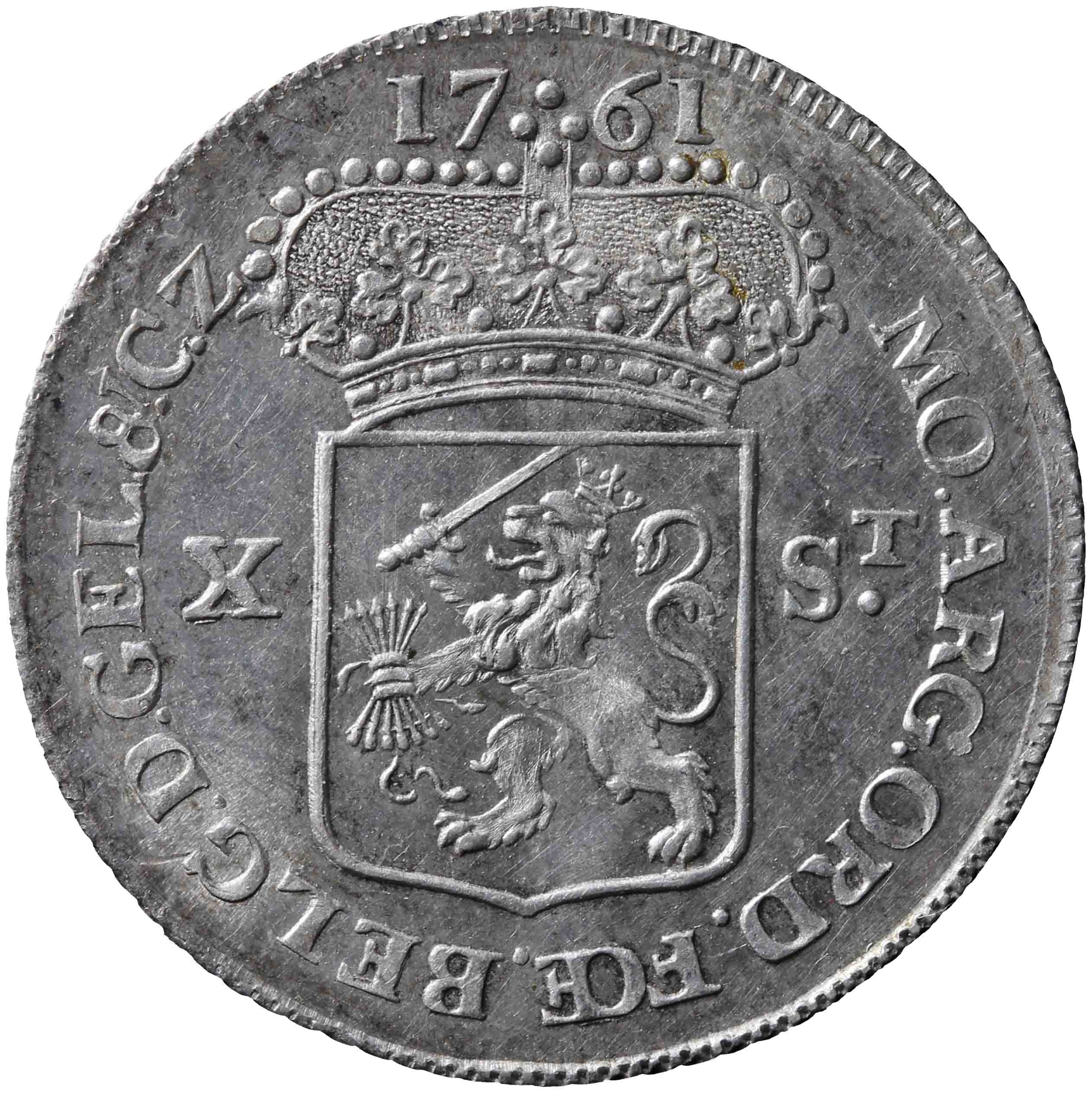 Afbeelding van de keerzijde. halve Generaliteitsgulden van tien stuiver. Inventarisnummer:NM-01284