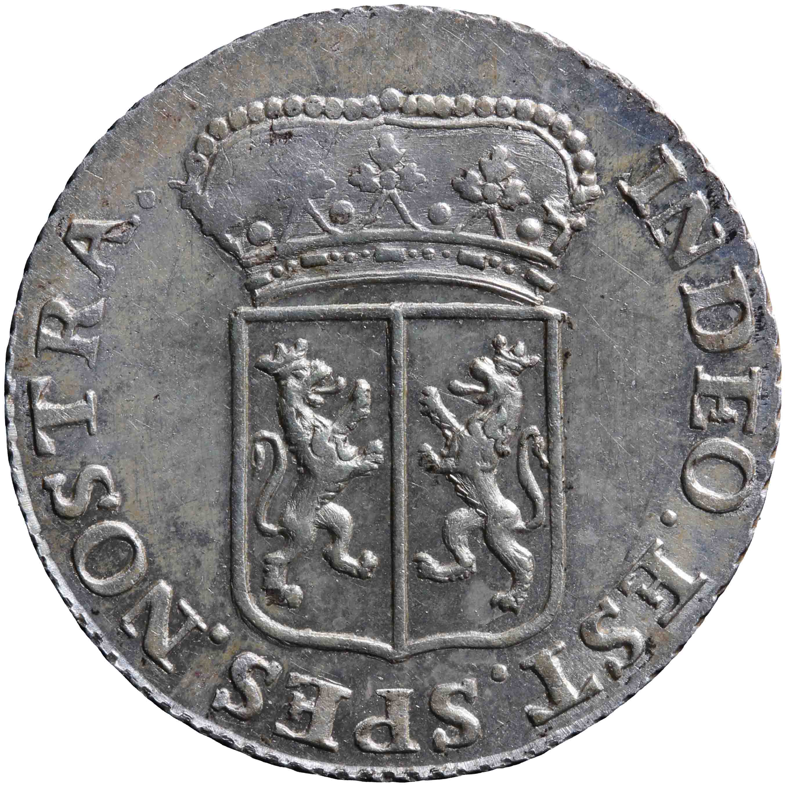 Afbeelding van de voorzijde. duit. Inventarisnummer:NM-01301