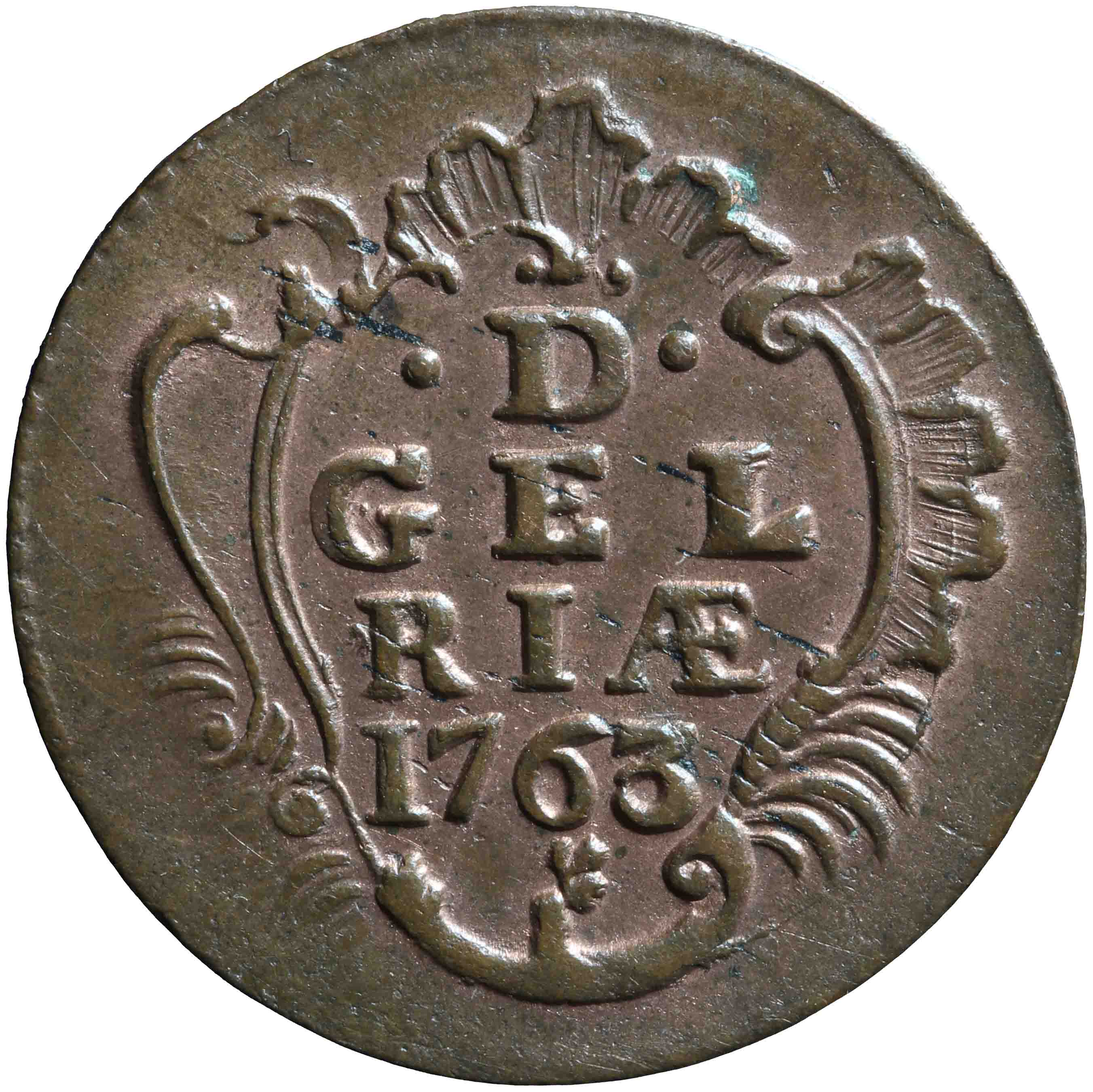 Afbeelding van de keerzijde. duit. Inventarisnummer:NM-01304