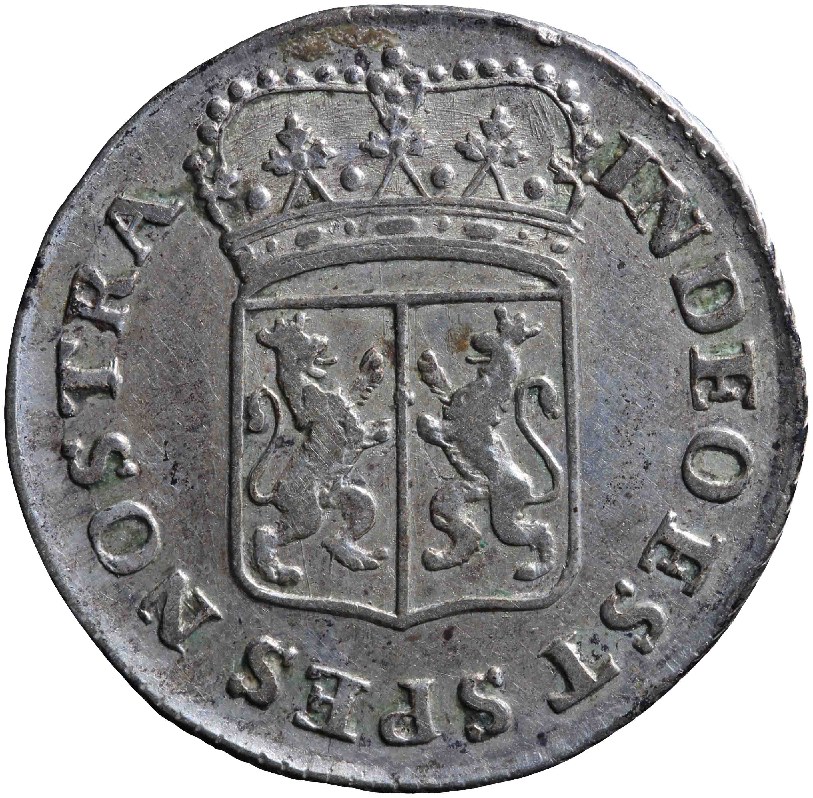 Afbeelding van de voorzijde. duit. Inventarisnummer:NM-01319