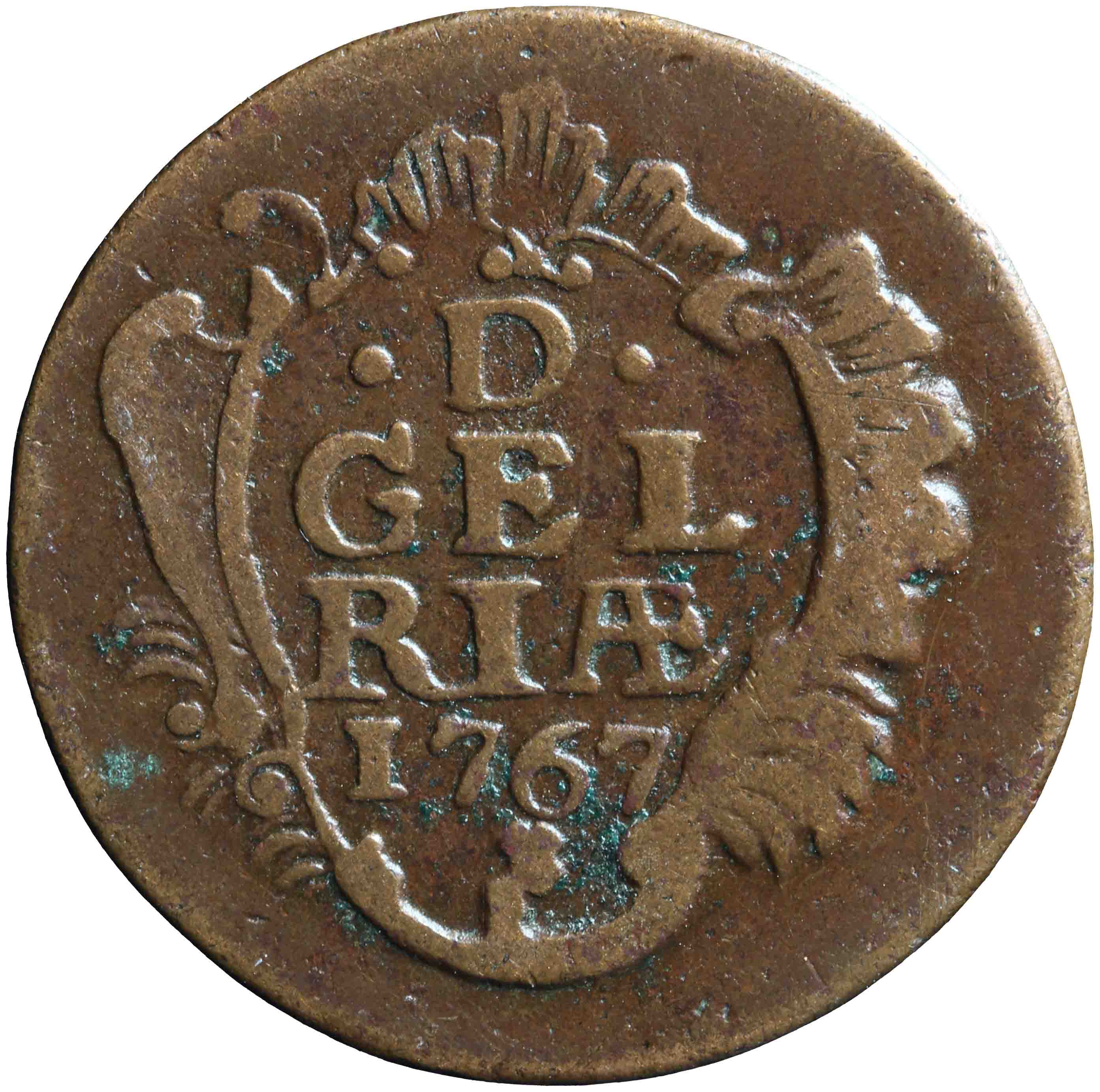 Afbeelding van de keerzijde. duit. Inventarisnummer:NM-01326