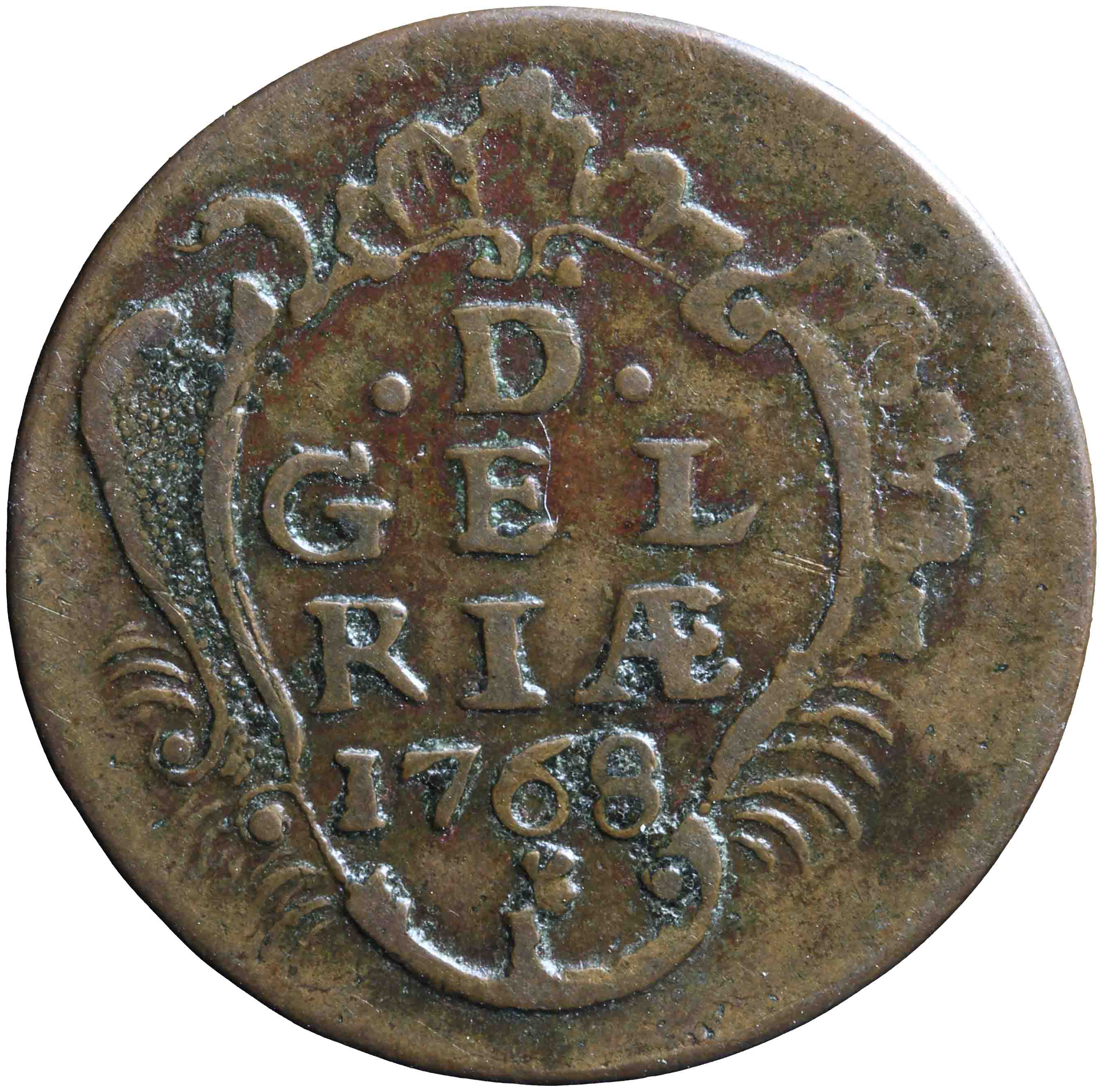 Afbeelding van de keerzijde. duit. Inventarisnummer:NM-01327