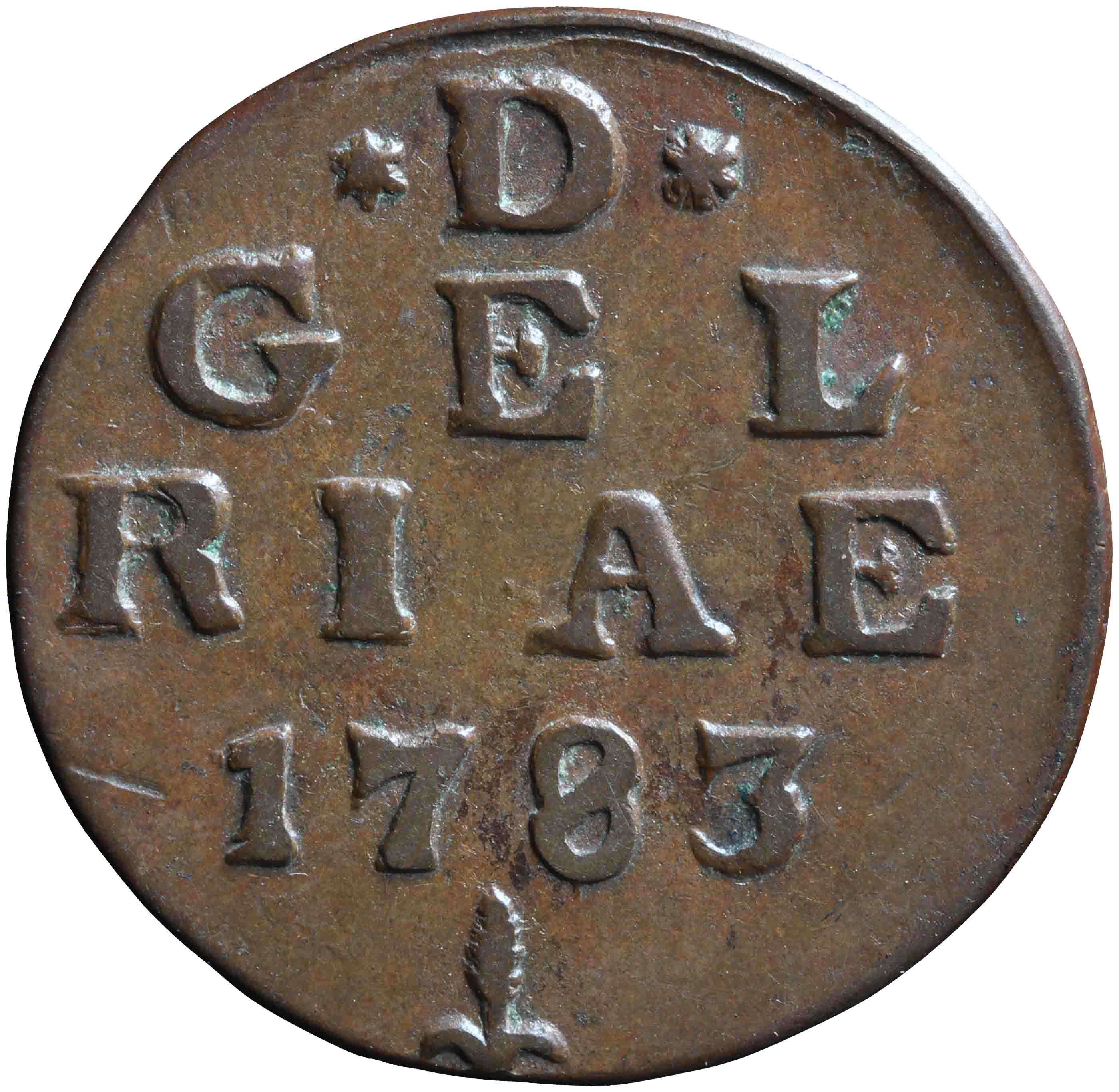 Afbeelding van de keerzijde. duit. Inventarisnummer:NM-01332
