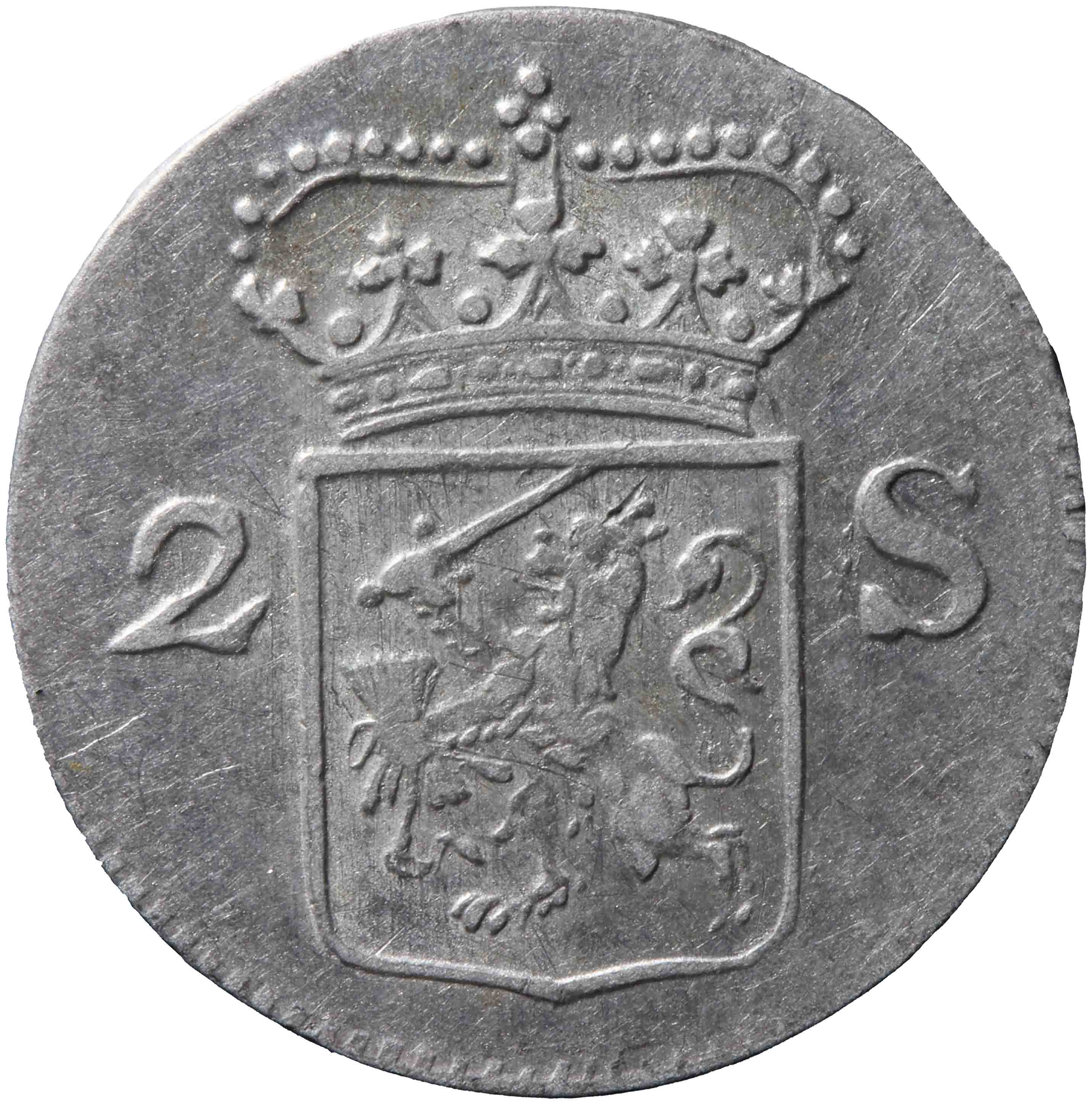 Afbeelding van de voorzijde. dubbele stuiver. Inventarisnummer:NM-01359