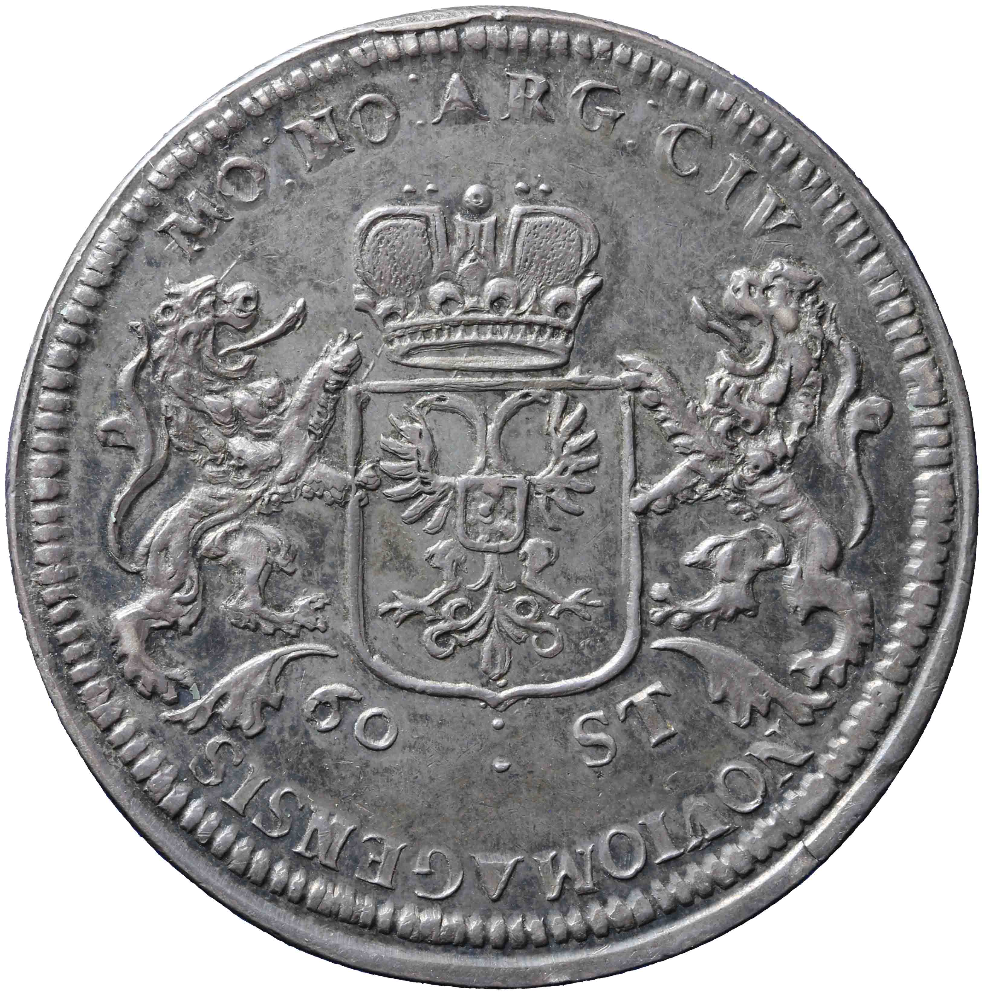 Afbeelding van de keerzijde. dubbele daalder ; zestig stuiver. Inventarisnummer:NM-01778