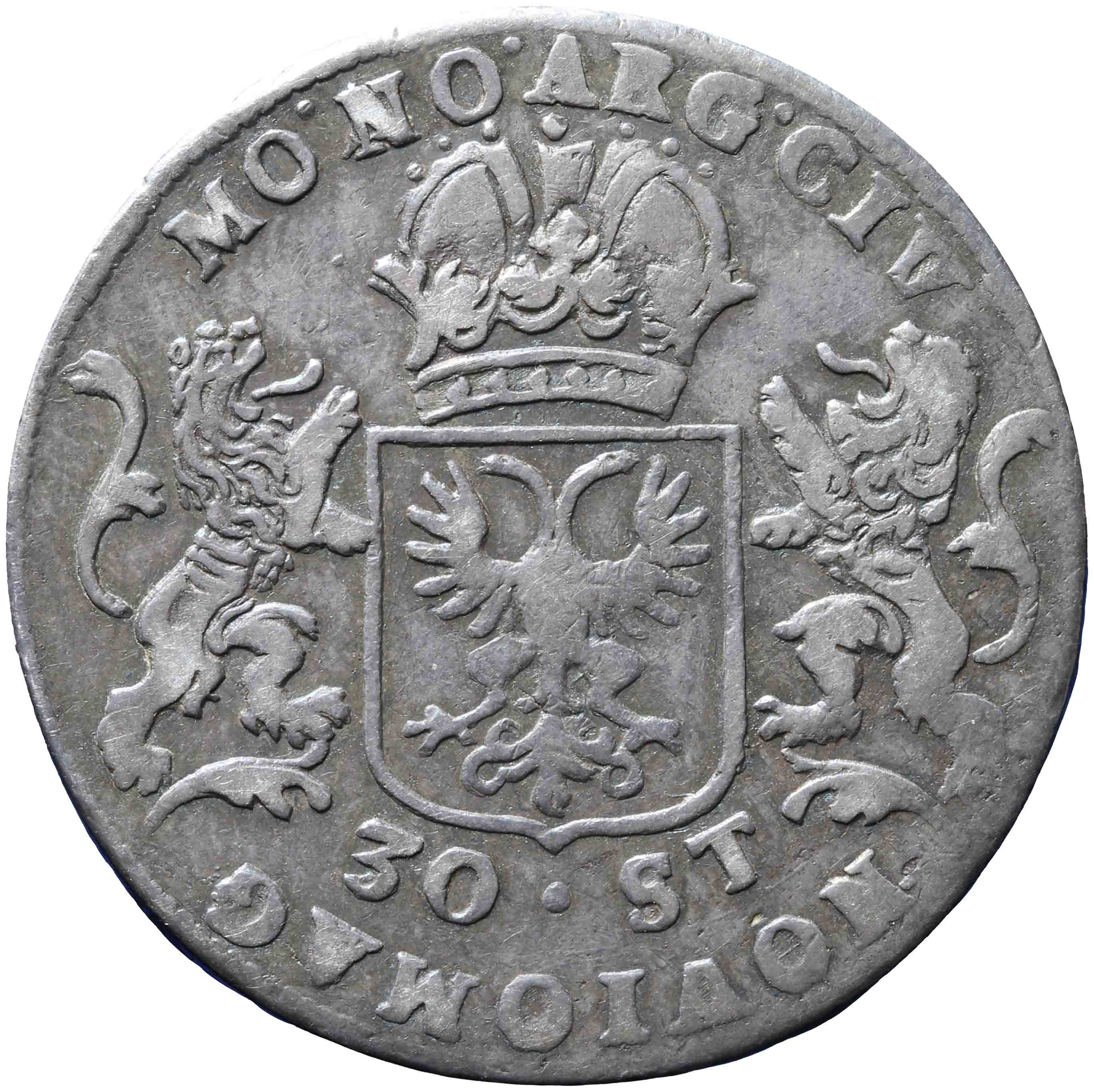 Afbeelding van de keerzijde. daalder ; dertig stuiver. Inventarisnummer:NM-01780