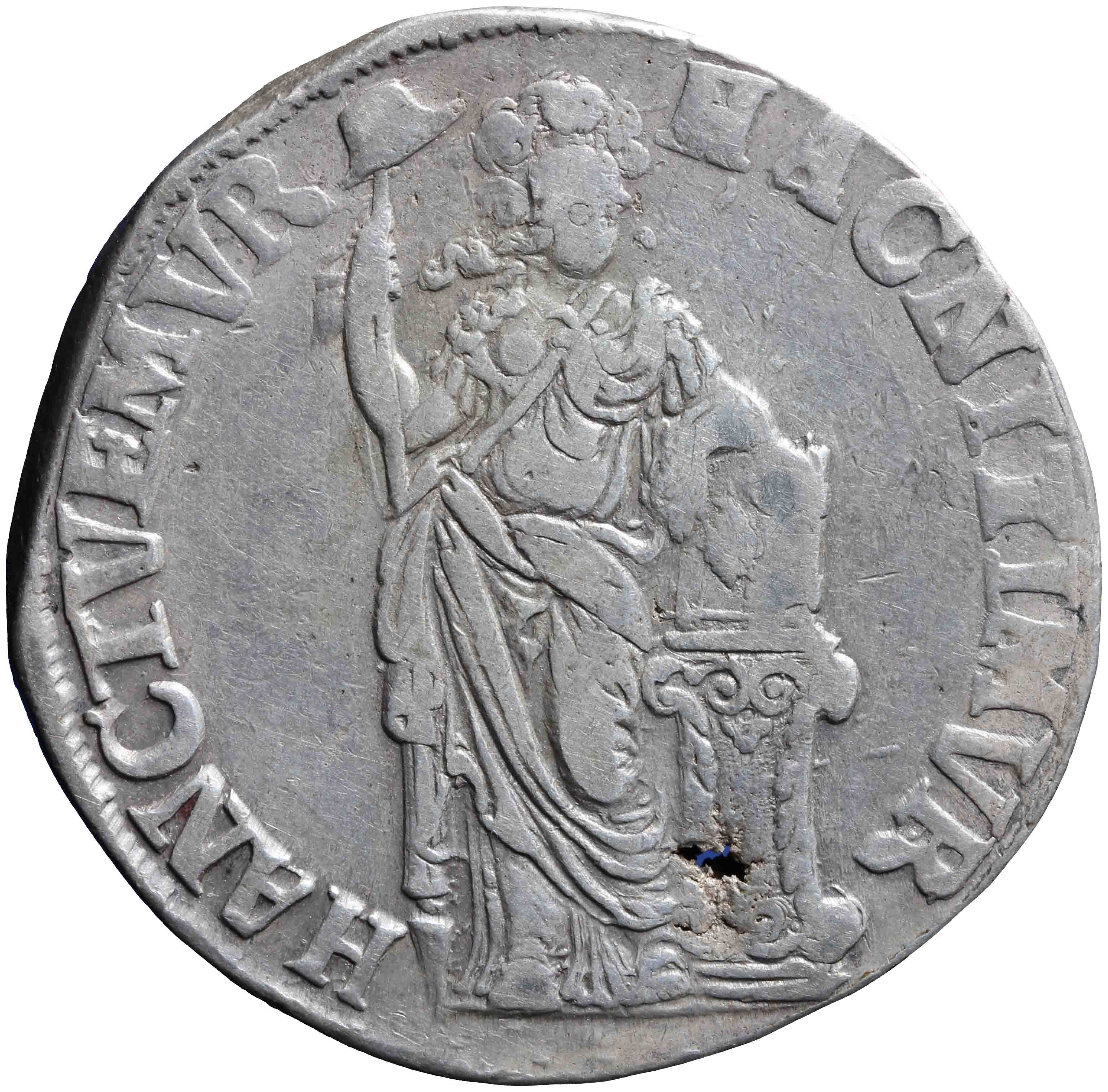 Afbeelding van de keerzijde. drie gulden. Inventarisnummer:NM-01783