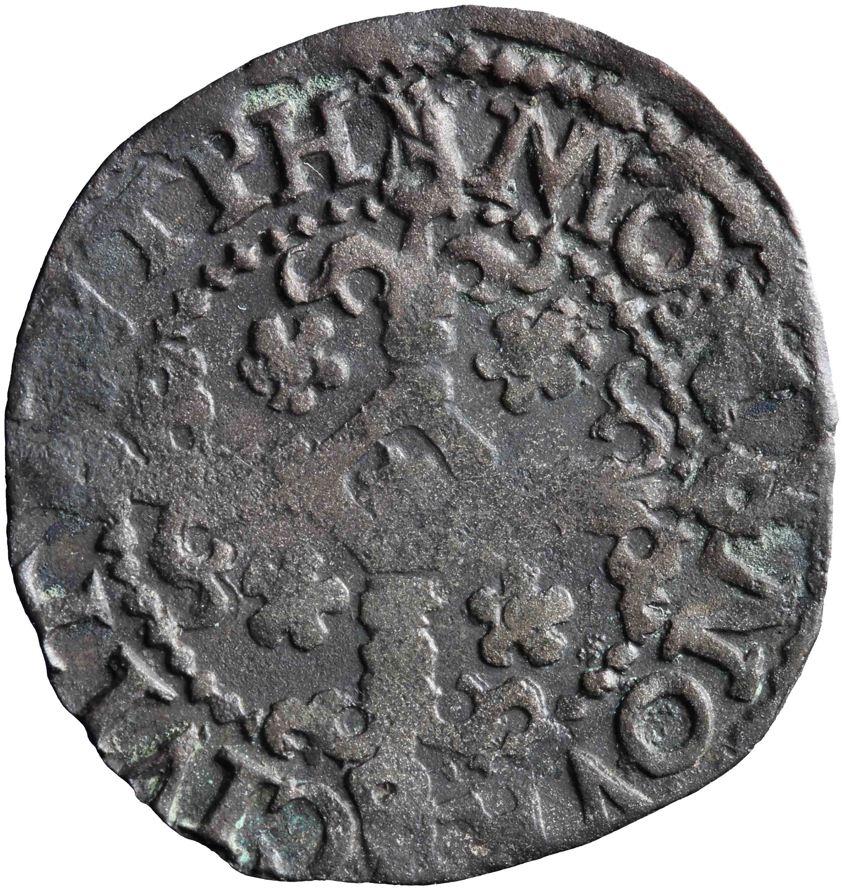 Afbeelding van de voorzijde. drie plak ; kwart stuiver. Inventarisnummer:NM-01819