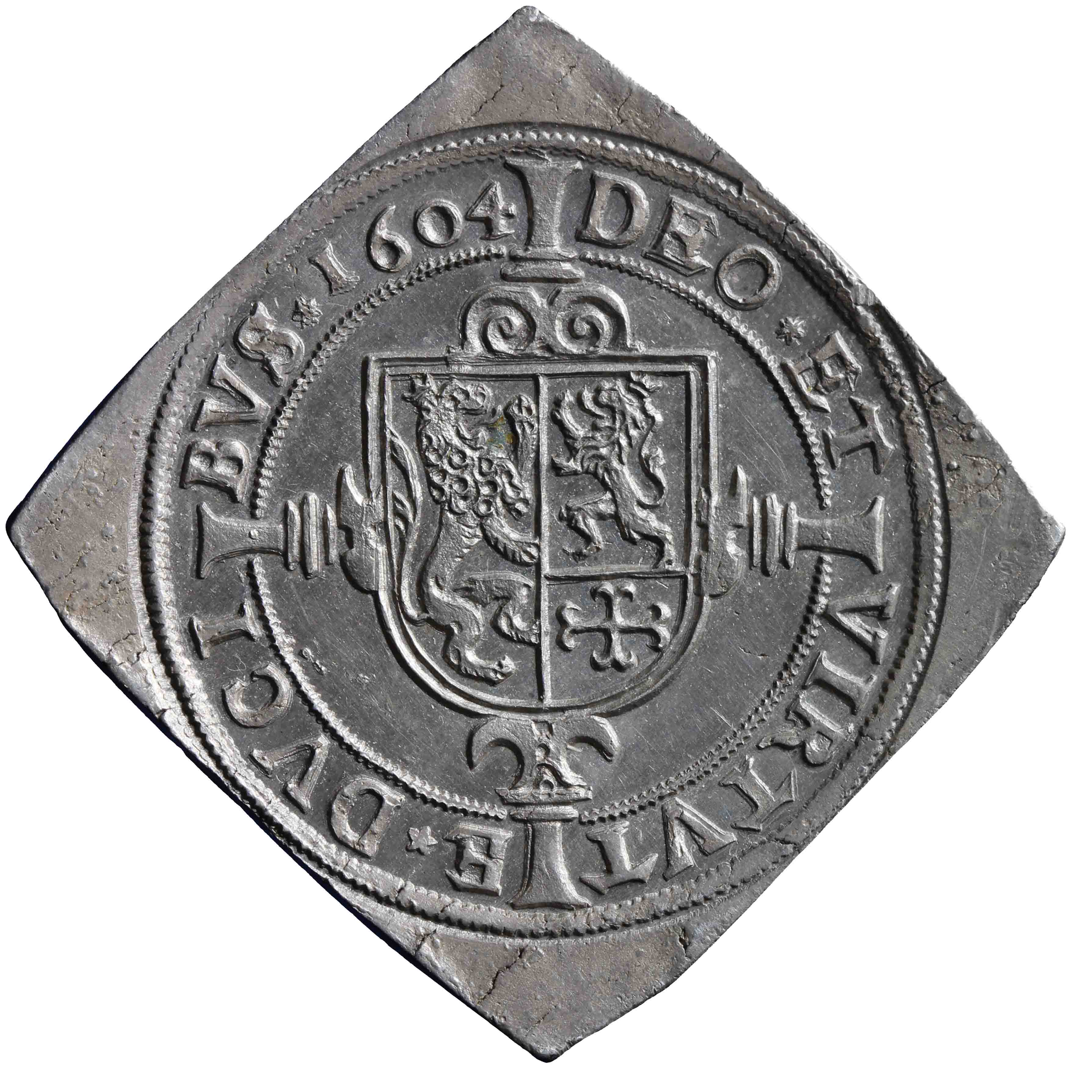 Afbeelding van de voorzijde. snaphaanschelling van 6 stuiver. Inventarisnummer:NM-01829