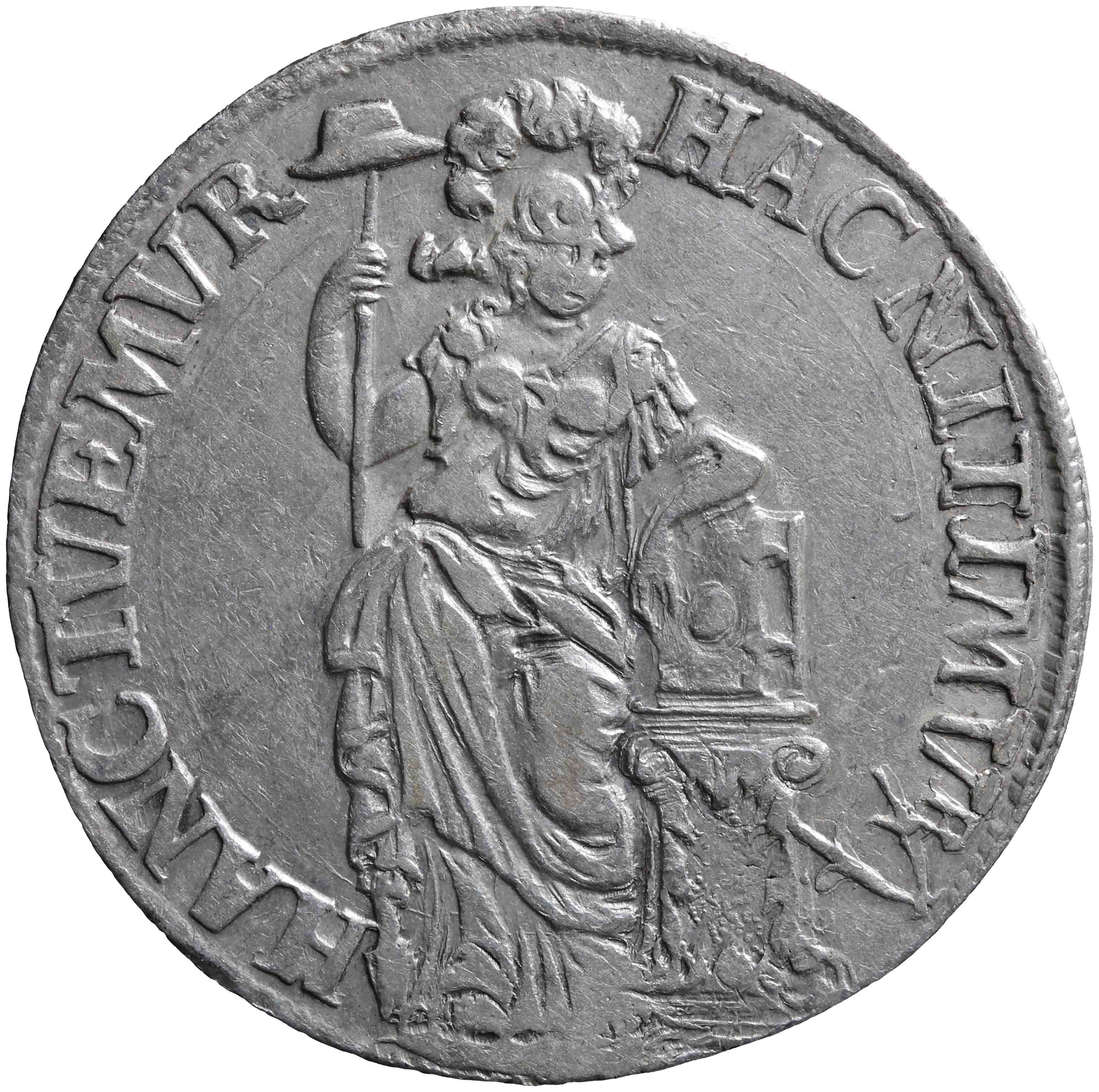 Afbeelding van de voorzijde. stedelijke drie gulden. Inventarisnummer:NM-01859