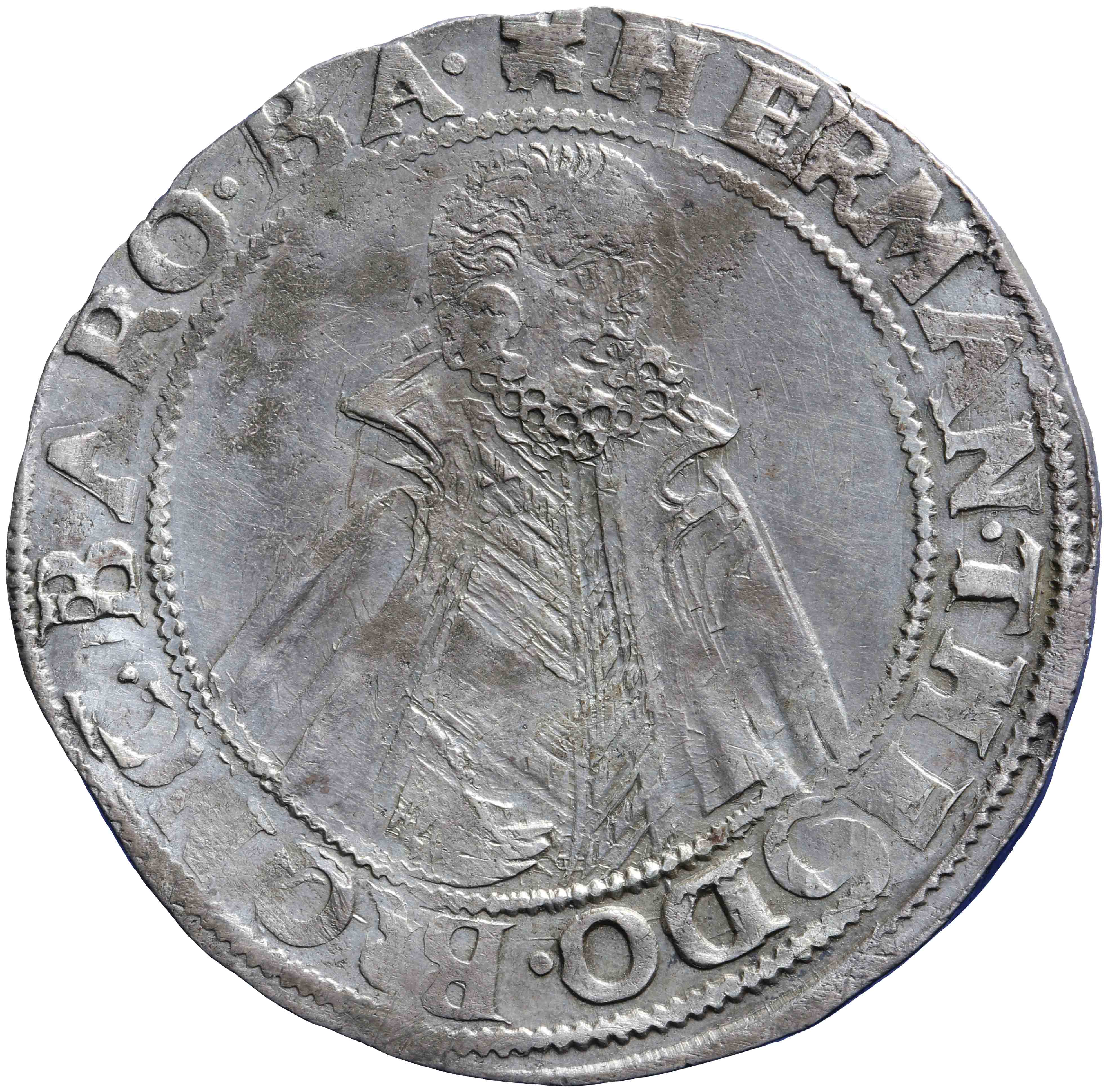 Afbeelding van de voorzijde. halve daalder. Inventarisnummer:NM-02218