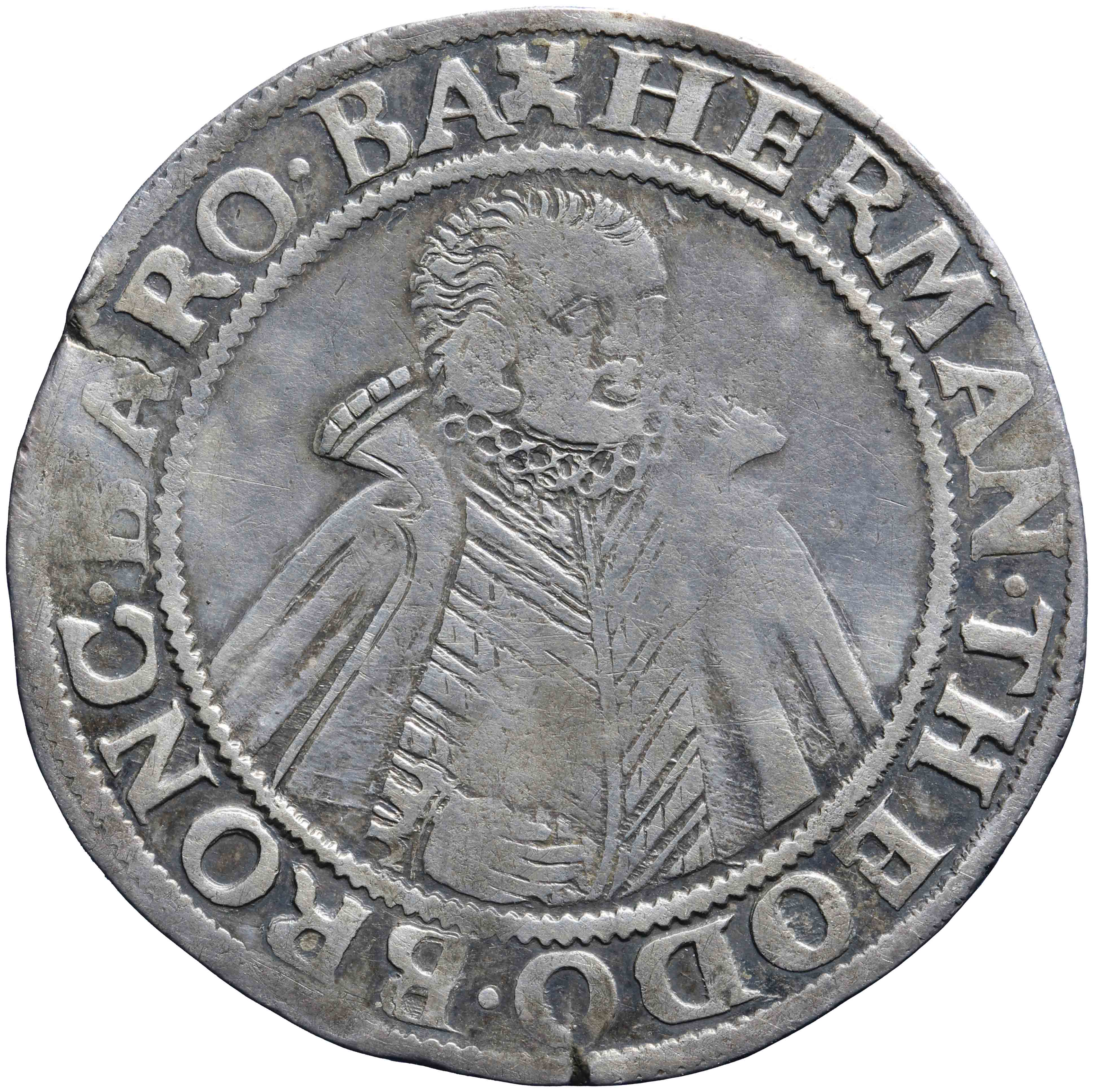 Afbeelding van de voorzijde. halve daalder. Inventarisnummer:NM-02250