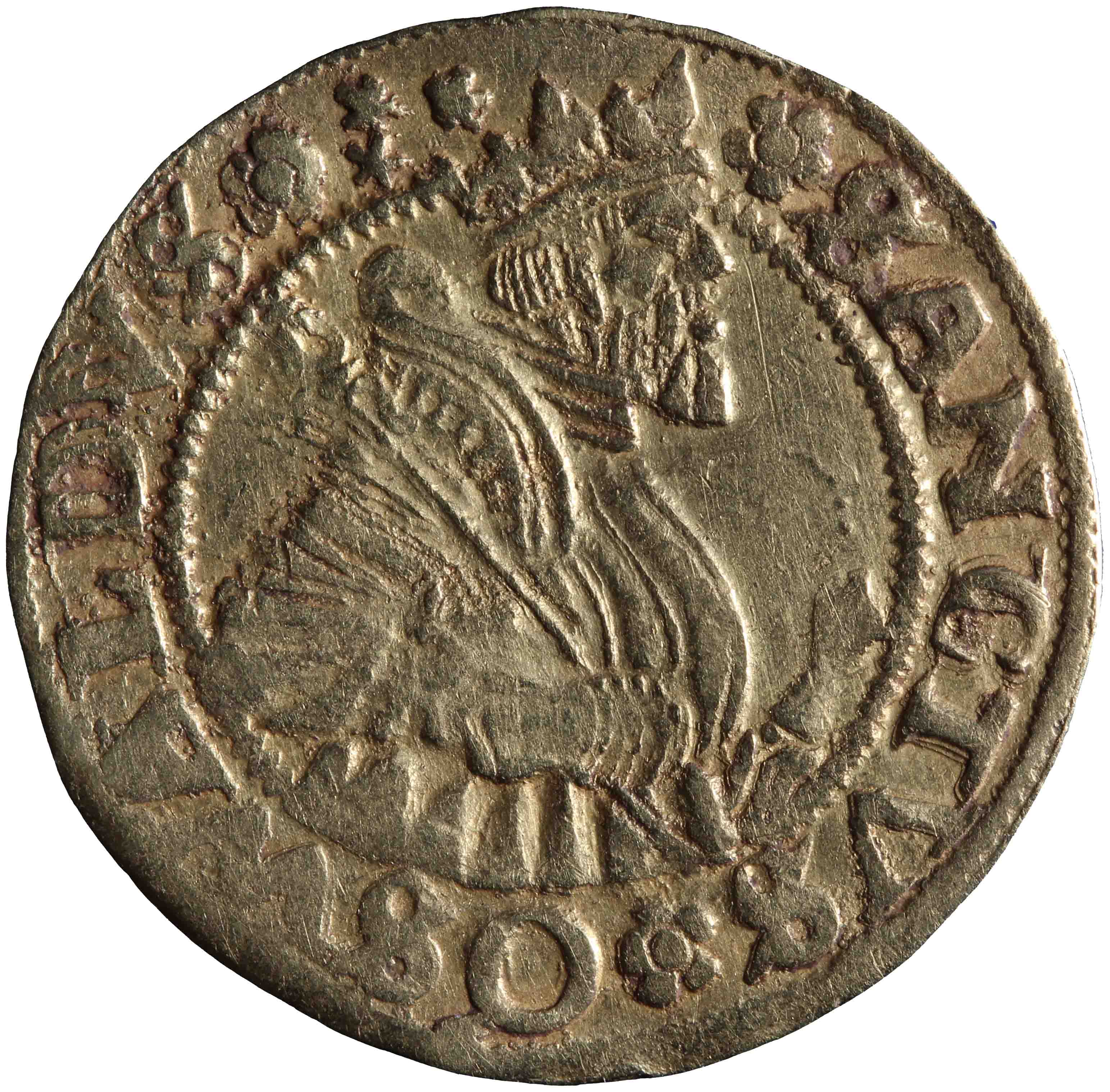 Afbeelding van de voorzijde. gouden dukaat. Inventarisnummer:NM-02364