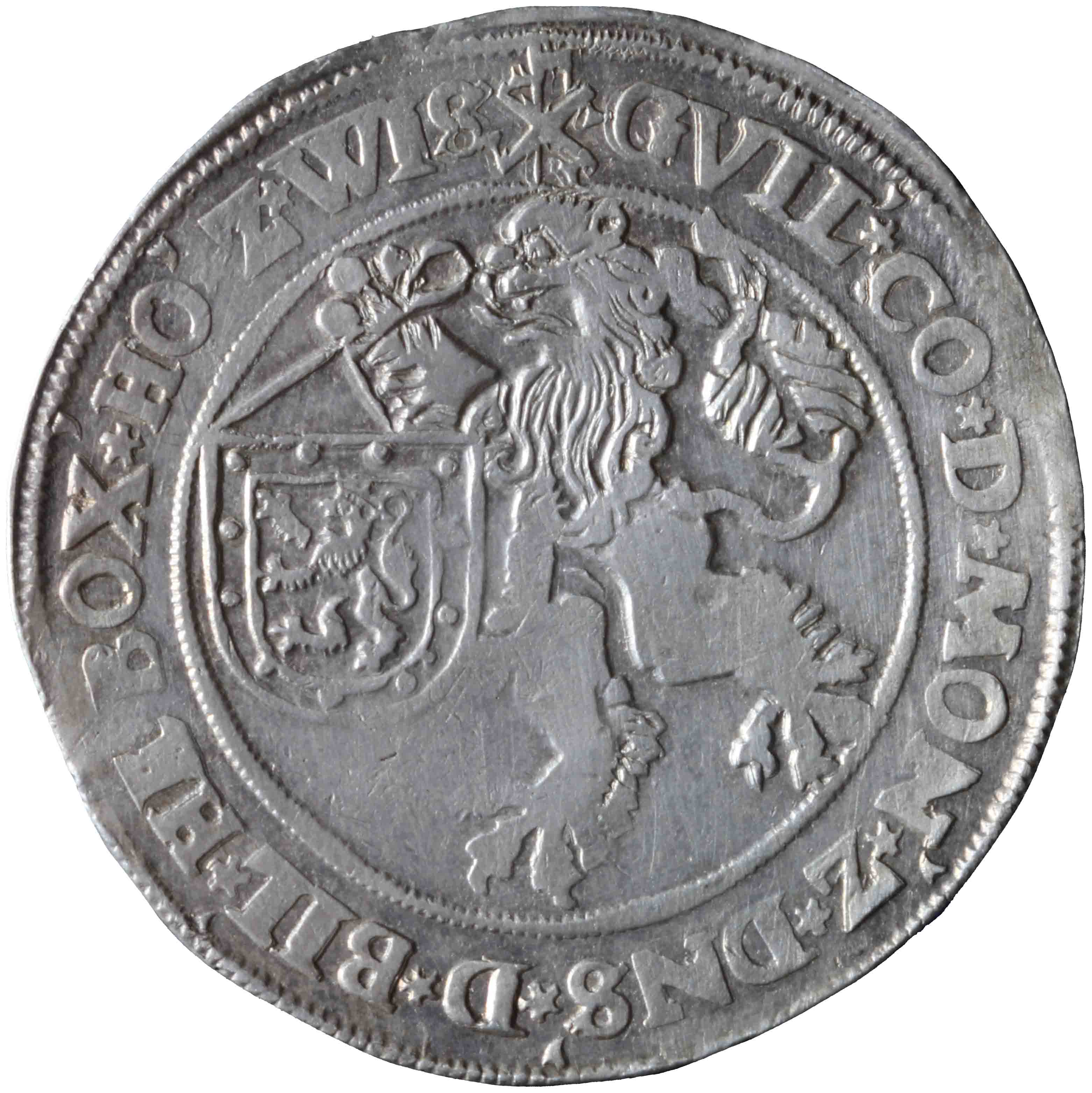 Afbeelding van de keerzijde. St Oswald daalder van dertig stuiver. Inventarisnummer:NM-02378