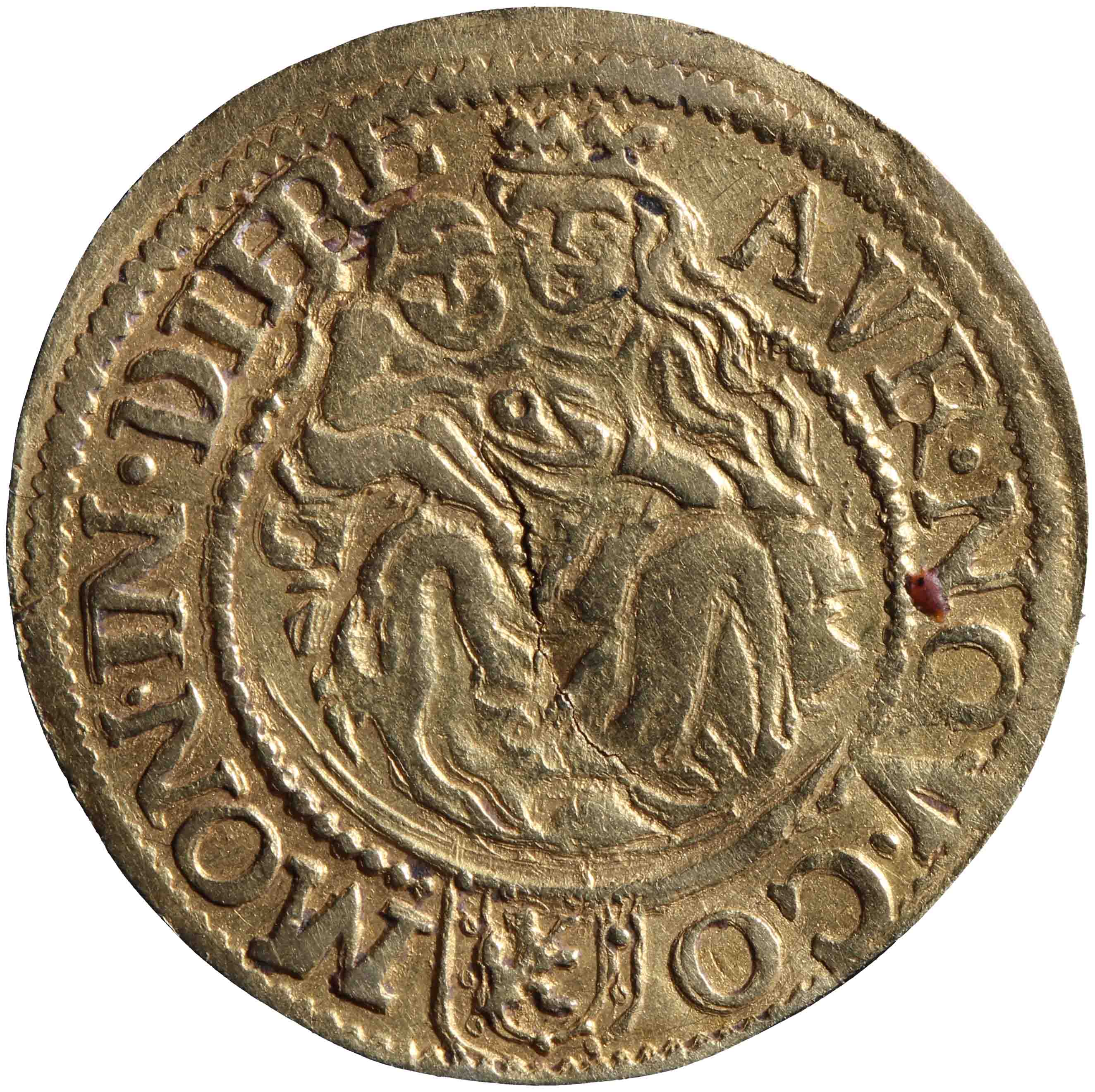 Afbeelding van de keerzijde. gouden dukaat. Inventarisnummer:NM-02448