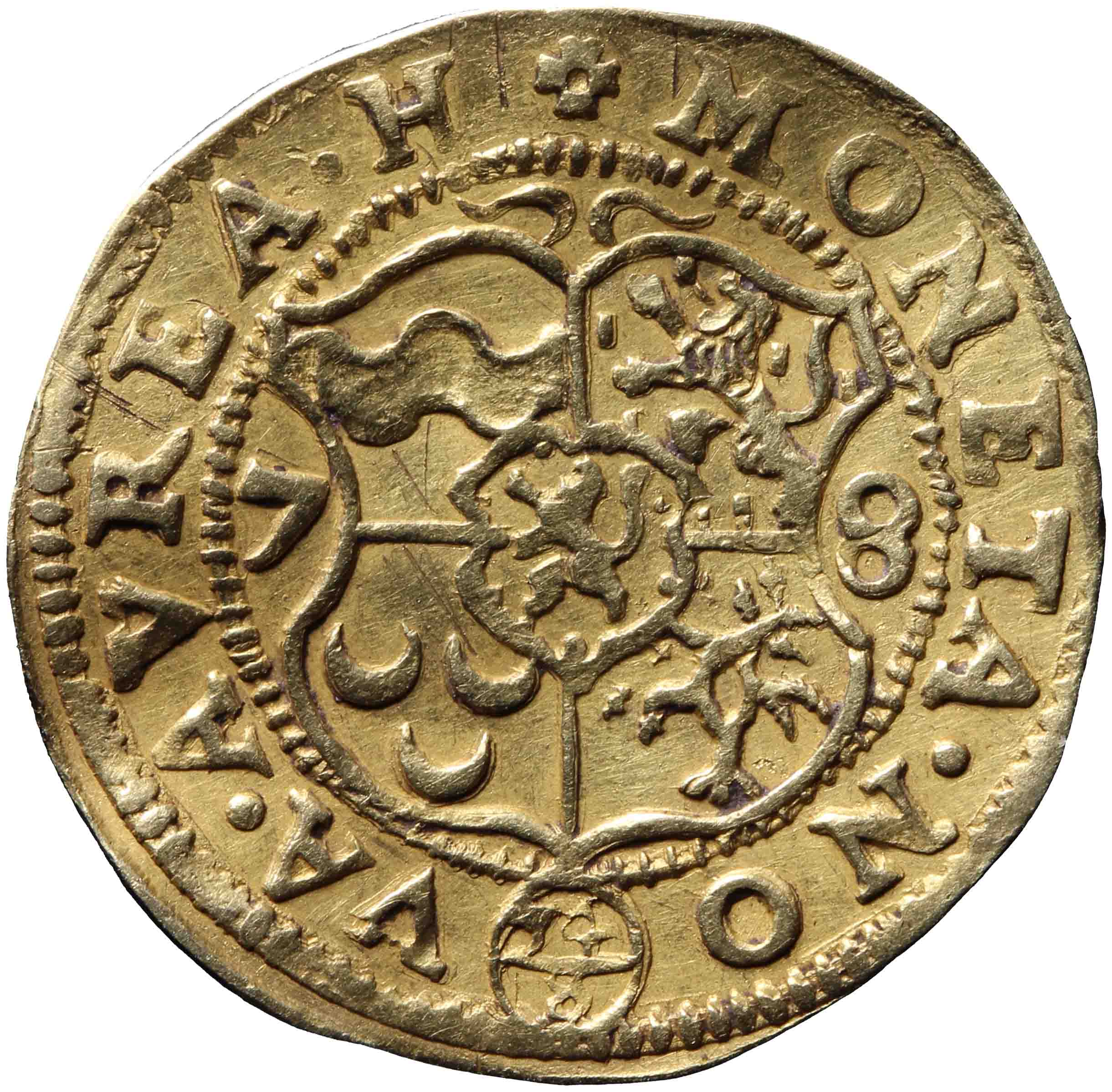 Afbeelding van de voorzijde. gouden dukaat, Hongaars type. Inventarisnummer:NM-02487