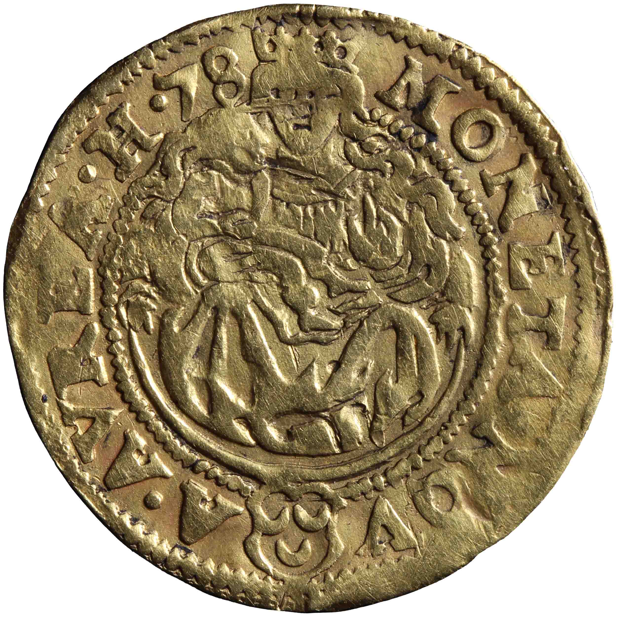 Afbeelding van de voorzijde. gouden dukaat, Hongaars type. Inventarisnummer:NM-02488