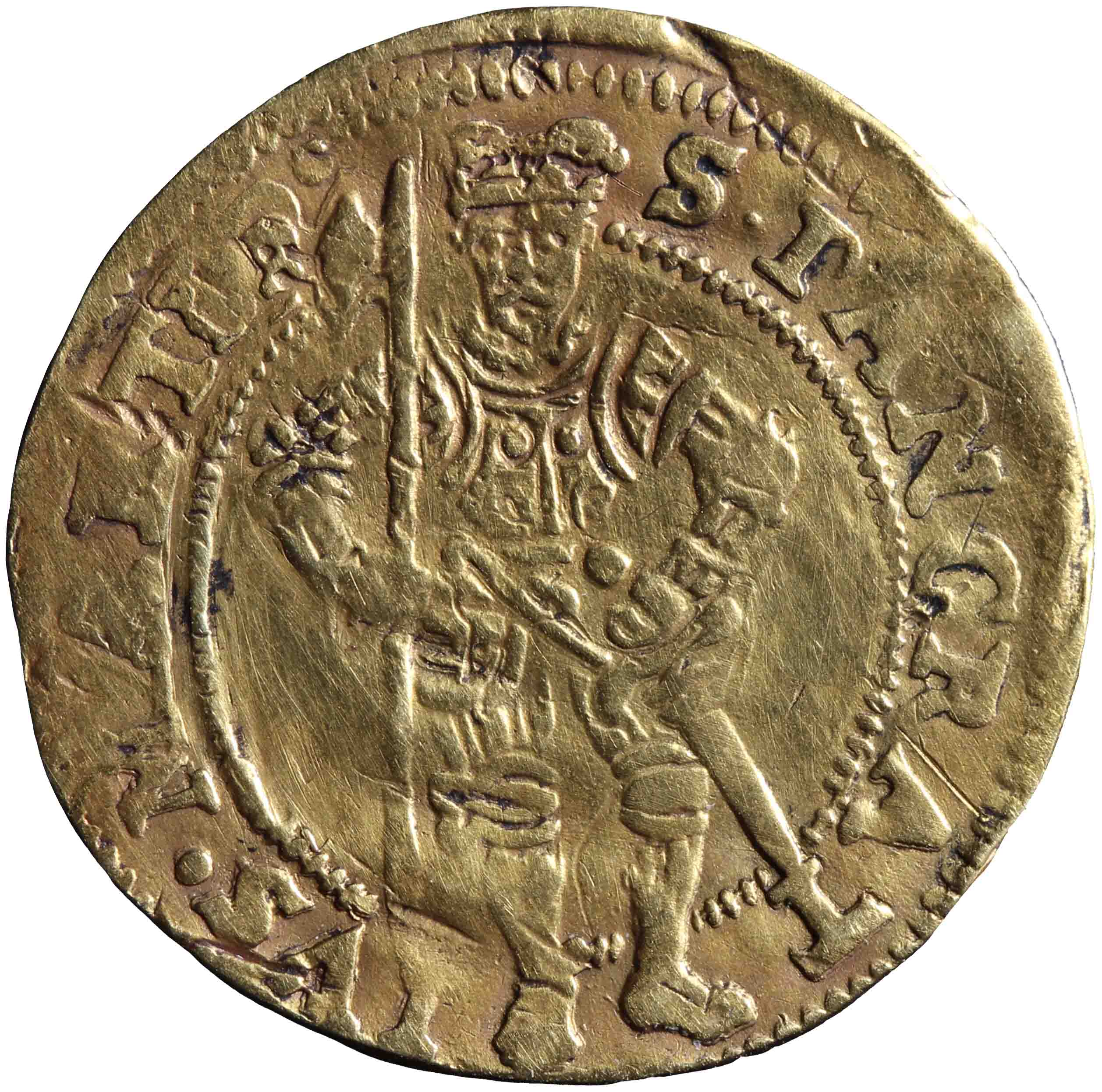 Afbeelding van de keerzijde. gouden dukaat, Hongaars type. Inventarisnummer:NM-02488