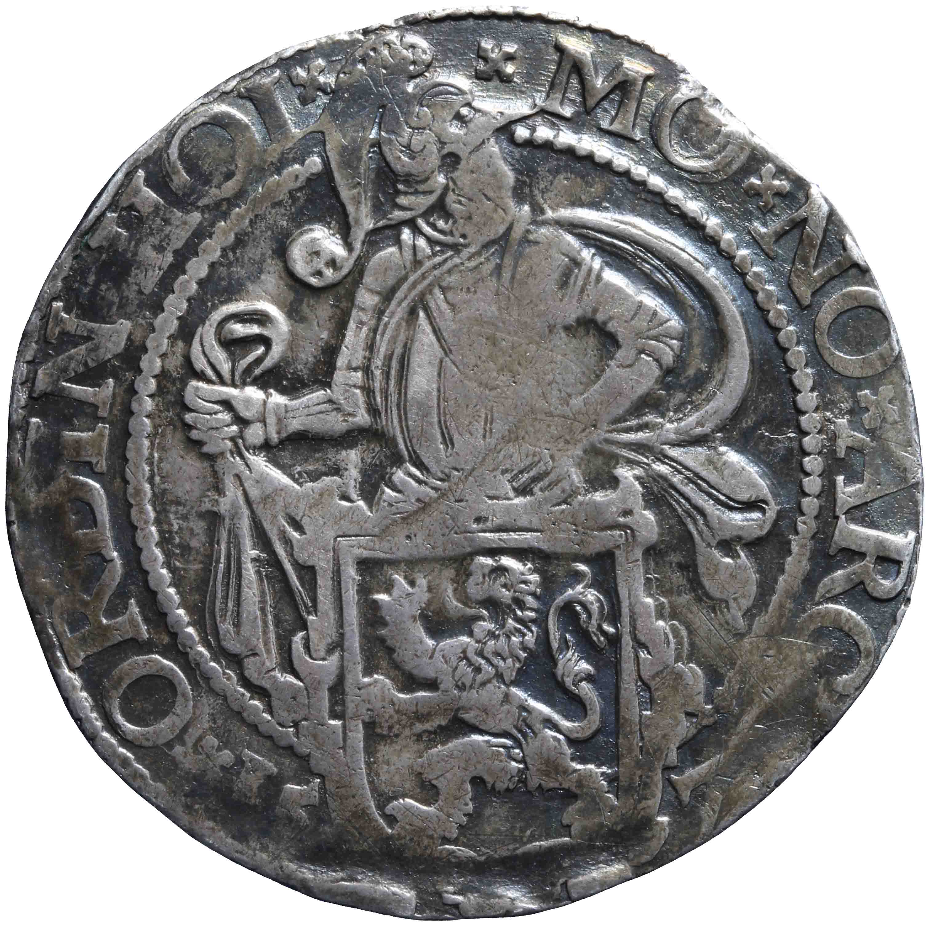 Afbeelding van de voorzijde. leeuwendaalder op Hollandse muntvoet. Inventarisnummer:NM-03126
