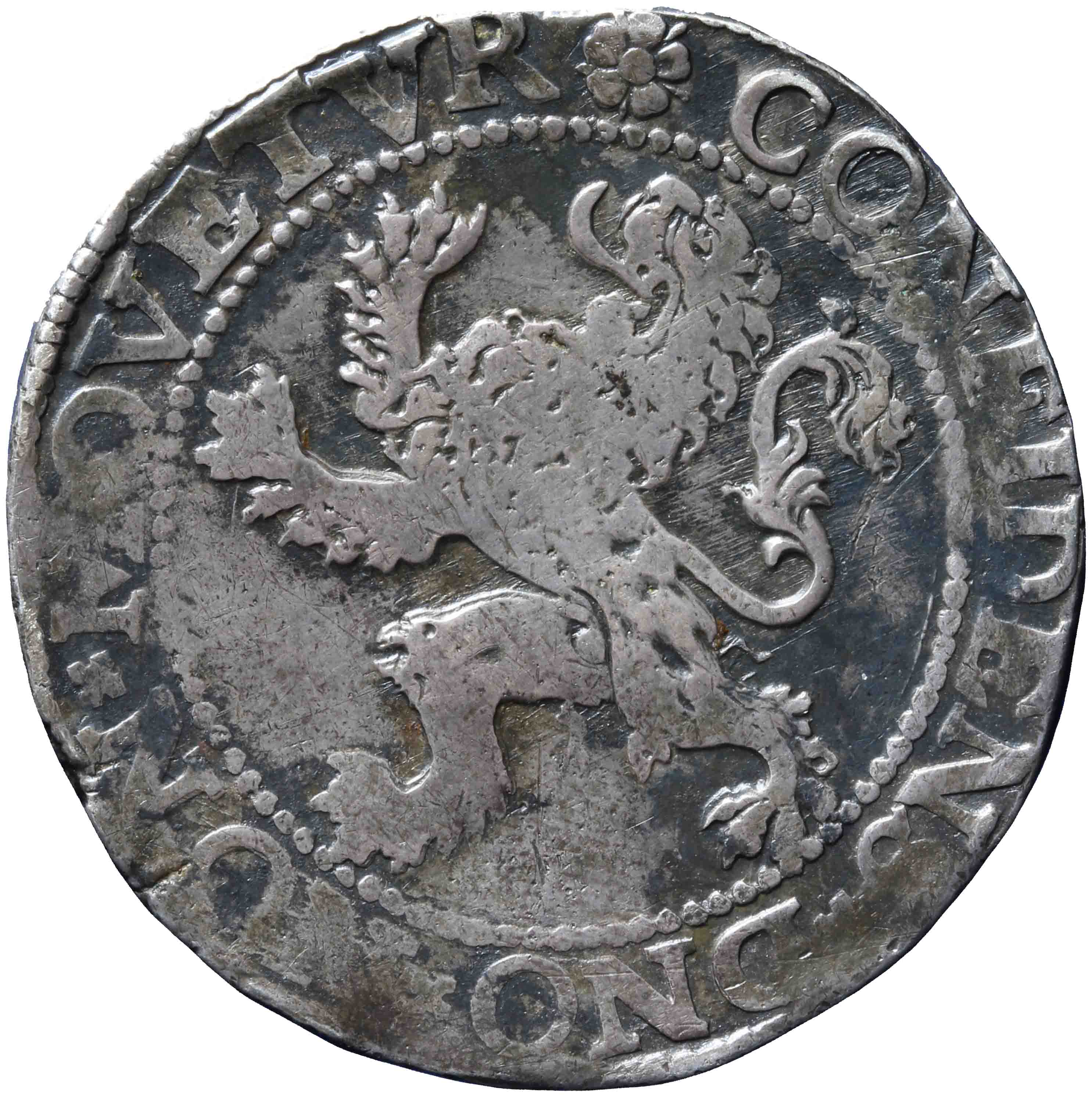 Afbeelding van de keerzijde. leeuwendaalder op Hollandse muntvoet. Inventarisnummer:NM-03126