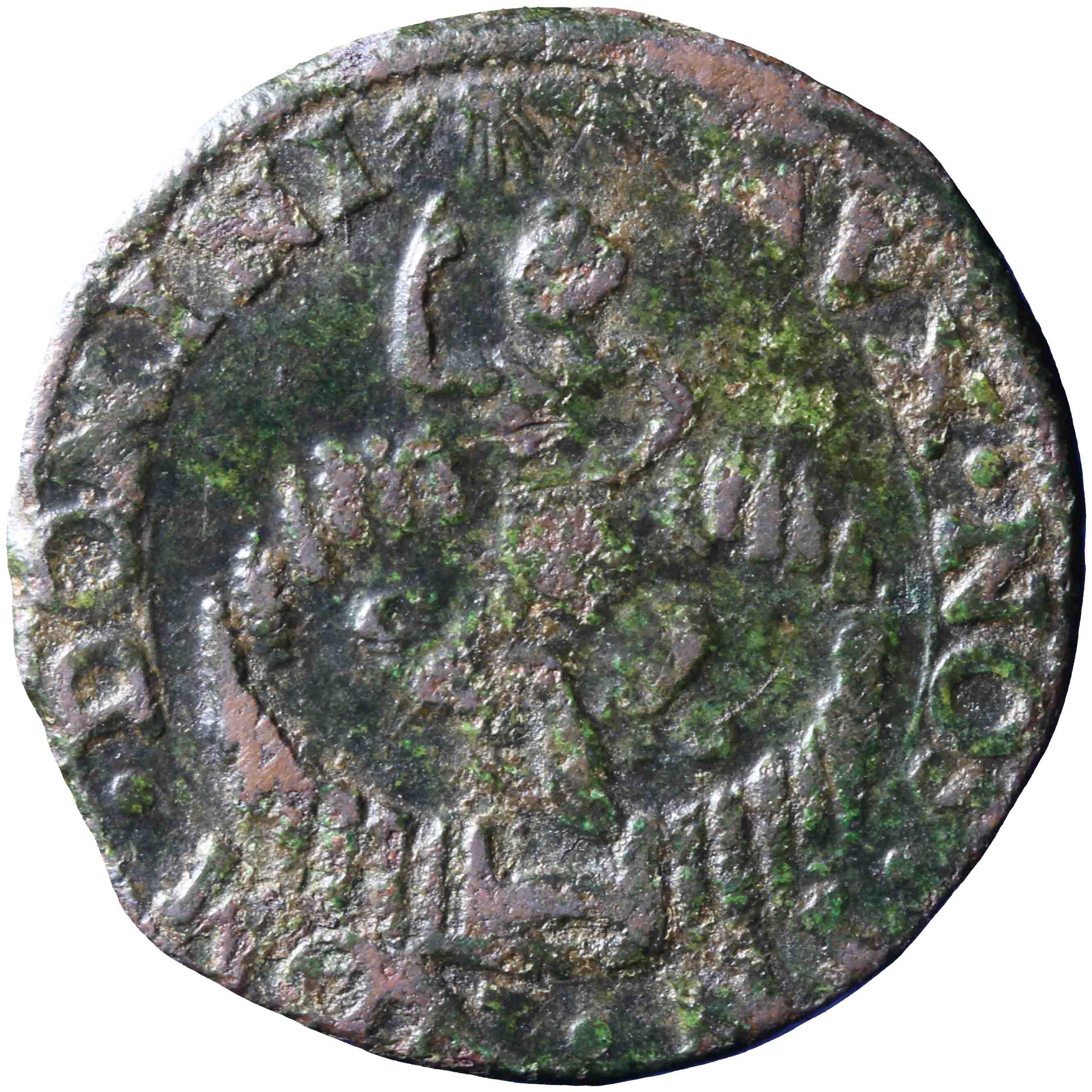Afbeelding van de voorzijde. oord of kwart stuiver. Inventarisnummer:NM-03128