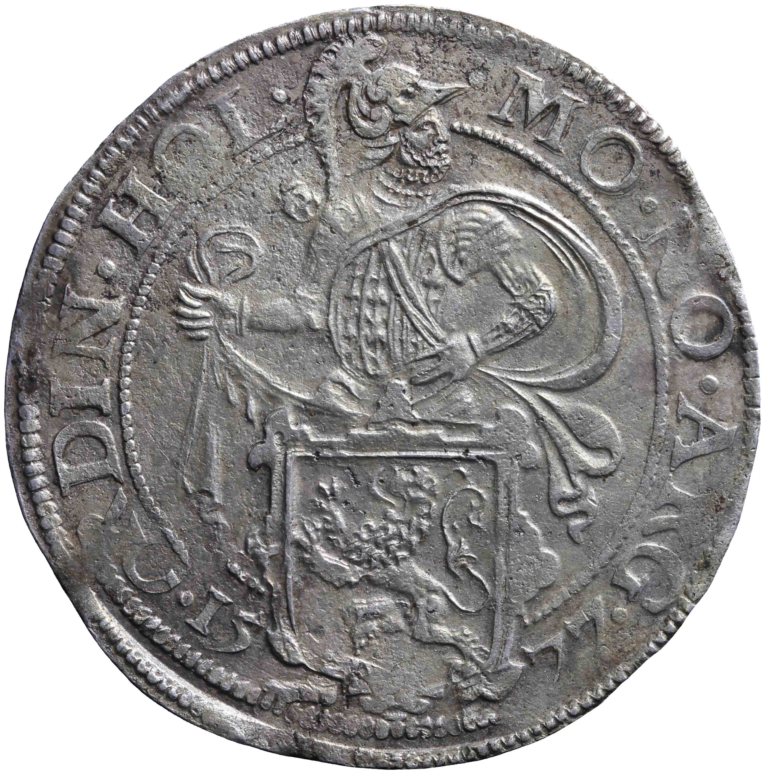 Afbeelding van de voorzijde. leeuwendaalder op Hollandse muntvoet. Inventarisnummer:NM-03130