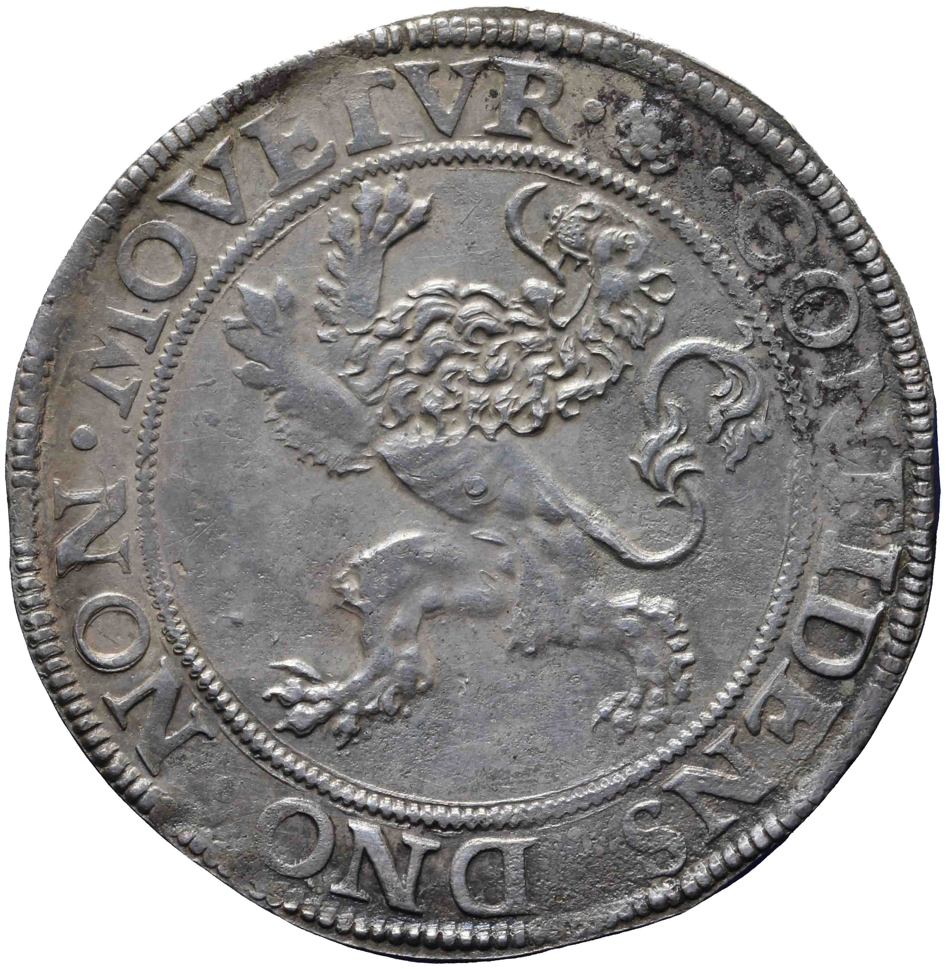 Afbeelding van de keerzijde. leeuwendaalder op Hollandse muntvoet. Inventarisnummer:NM-03130