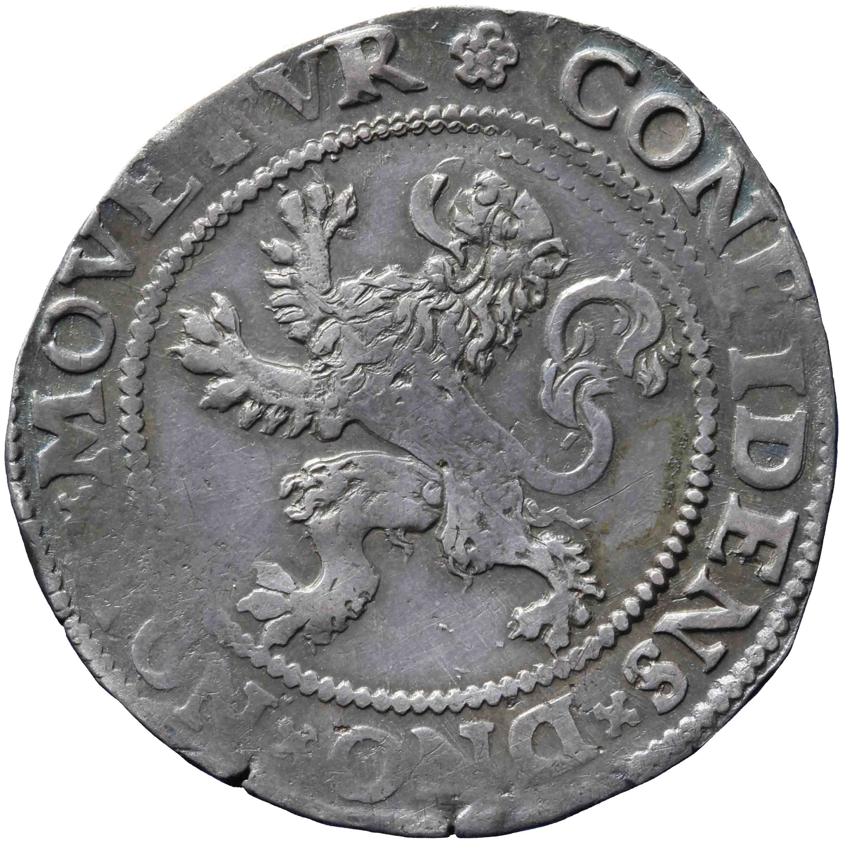 Afbeelding van de keerzijde. halve leeuwendaalder op Hollandse muntvoet. Inventarisnummer:NM-03132