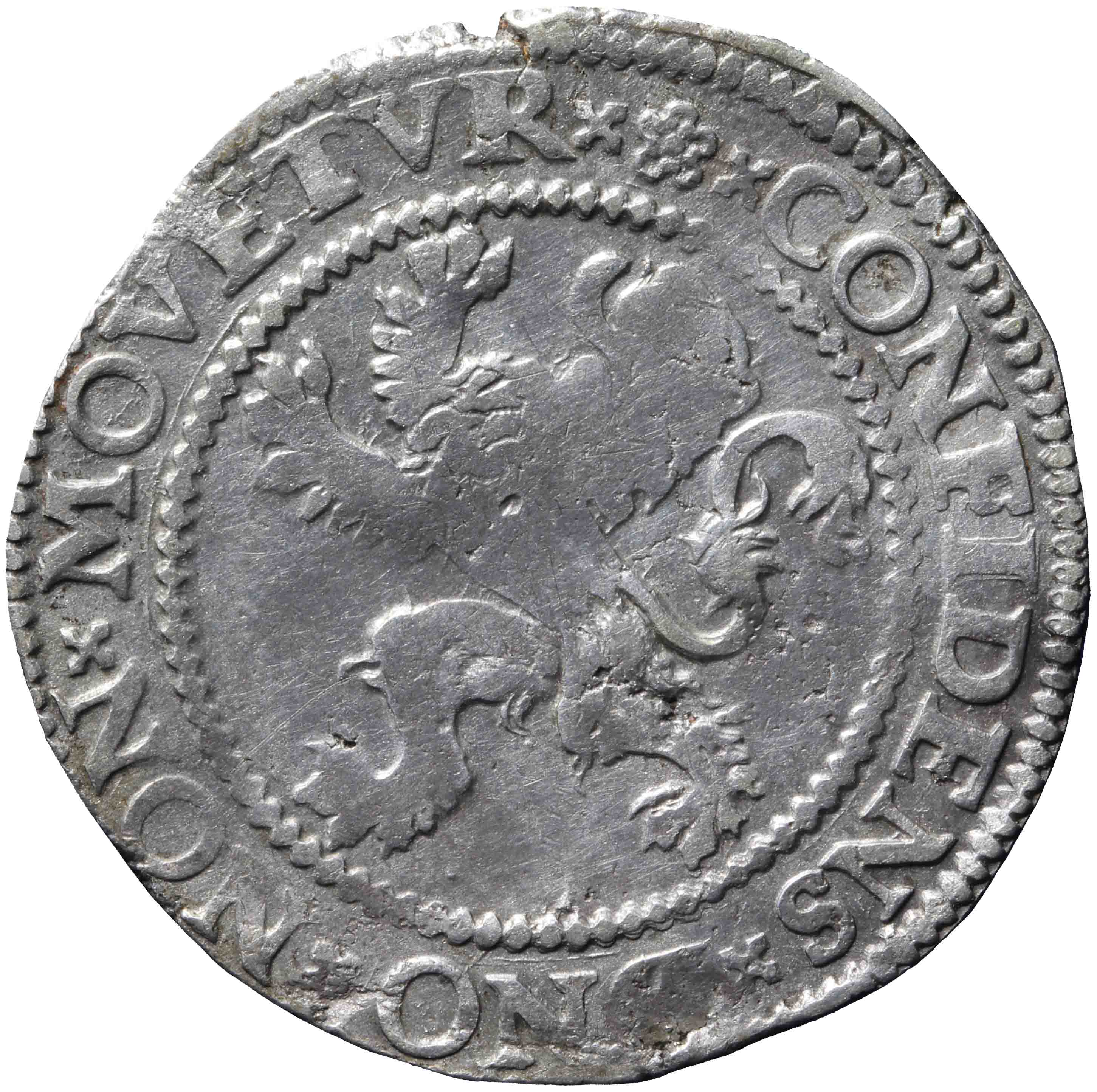 Afbeelding van de keerzijde. halve leeuwendaalder op Hollandse muntvoet. Inventarisnummer:NM-03137