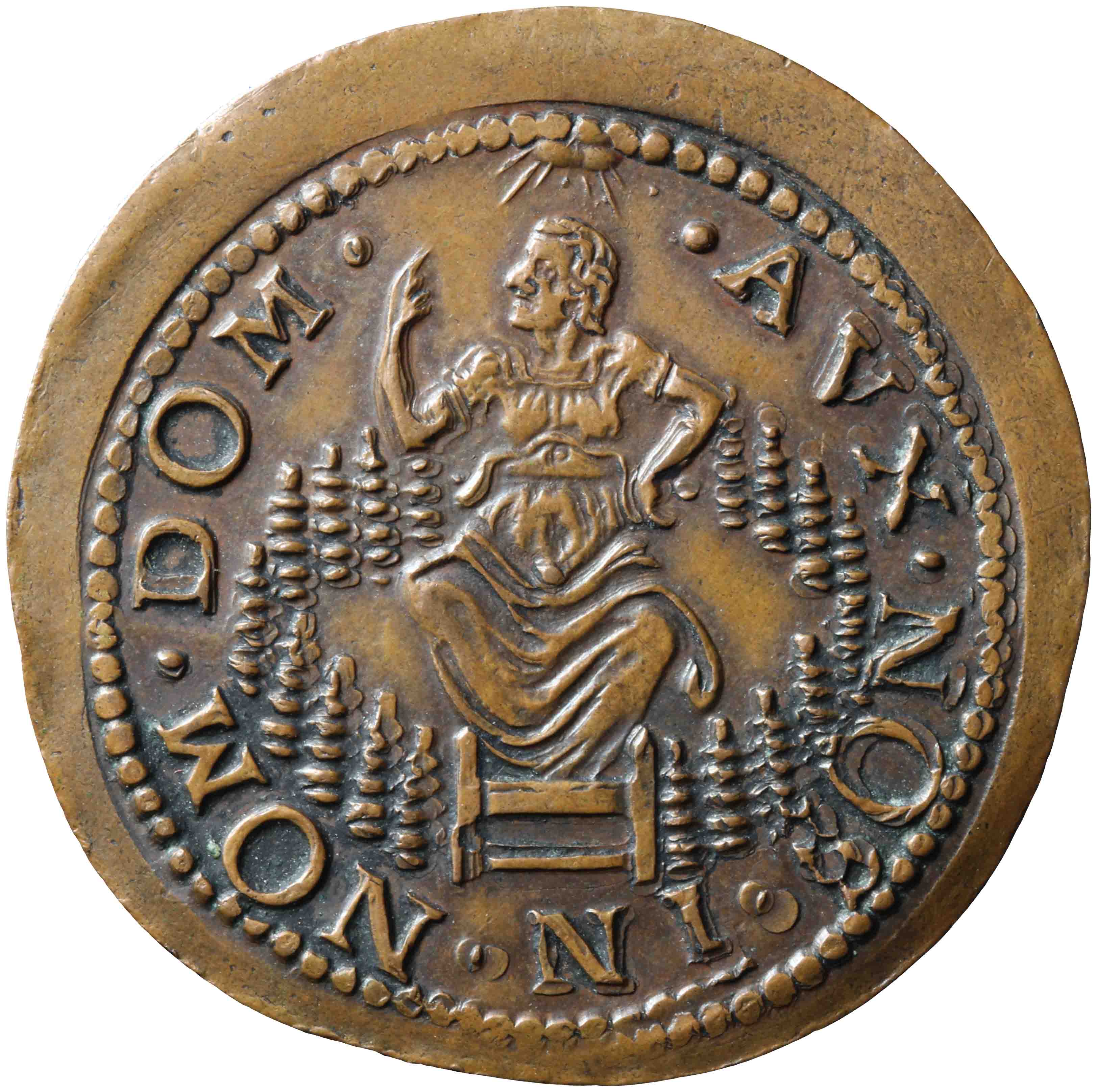 Afbeelding van de voorzijde. oord of kwart stuiver. Inventarisnummer:NM-03140