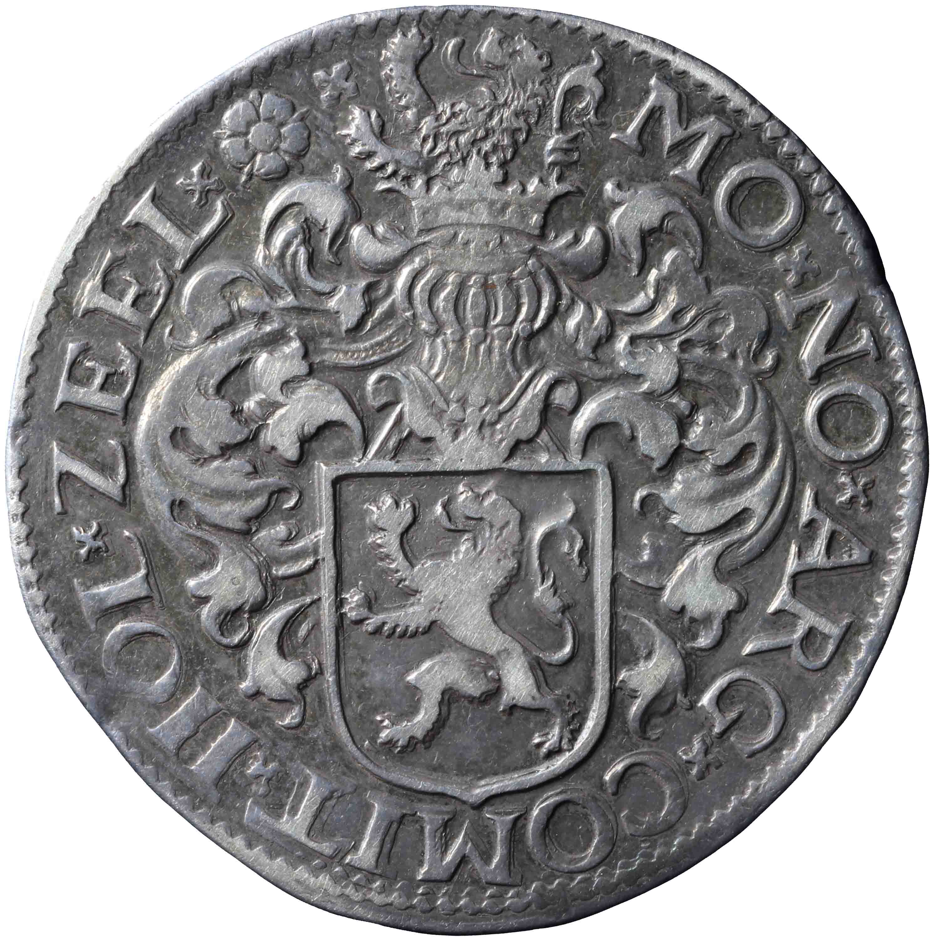 Afbeelding van de keerzijde. Hollandse of gehelmde rijksdaalder of Prinsendaalder. Inventarisnummer:NM-03152